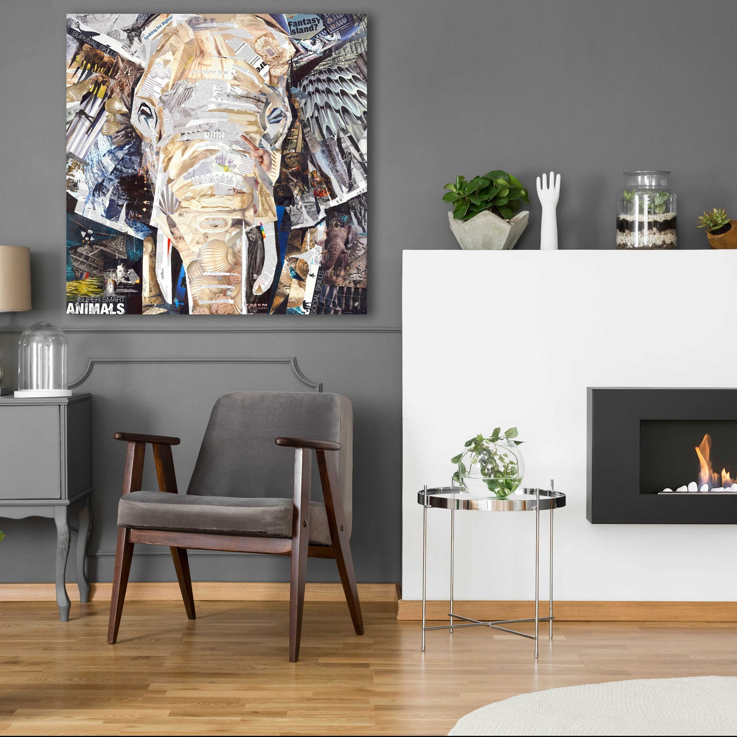 Epic Art 'Elephants Gaze' by Grey, Acrylic Glass Wall Art,36x36