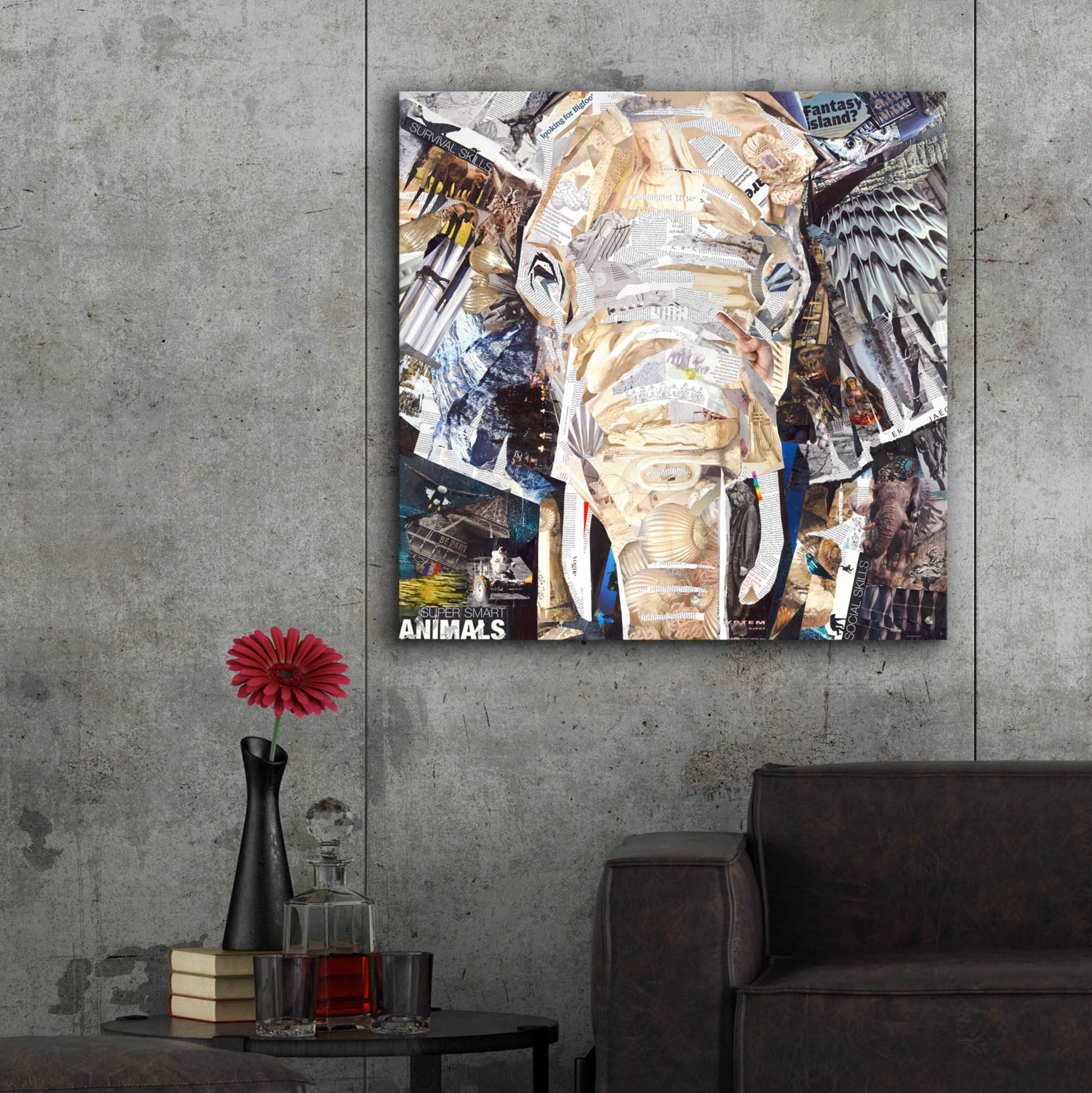 Epic Art 'Elephants Gaze' by Grey, Acrylic Glass Wall Art,36x36