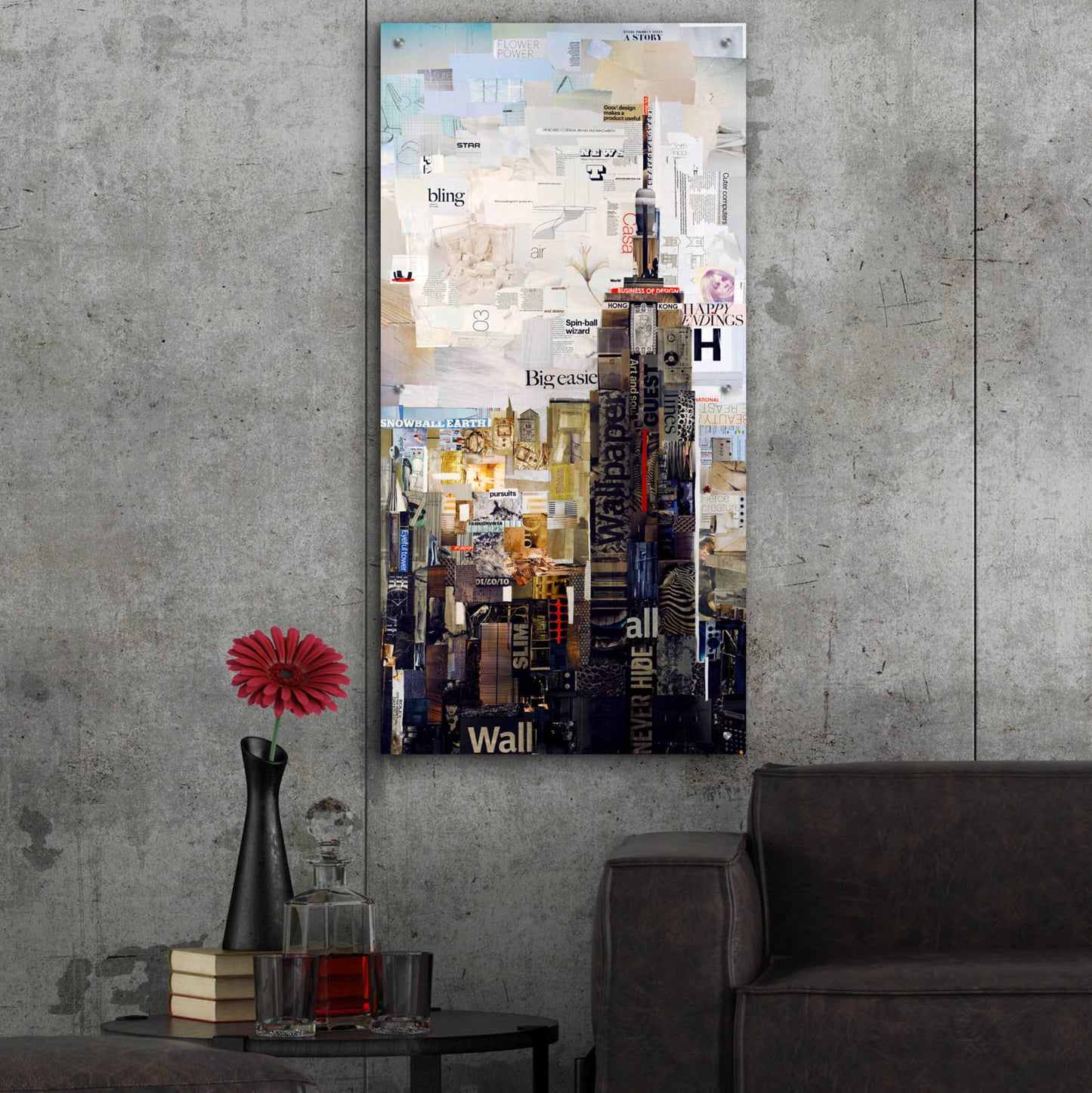 Epic Art 'Empire State' by Grey, Acrylic Glass Wall Art,24x48