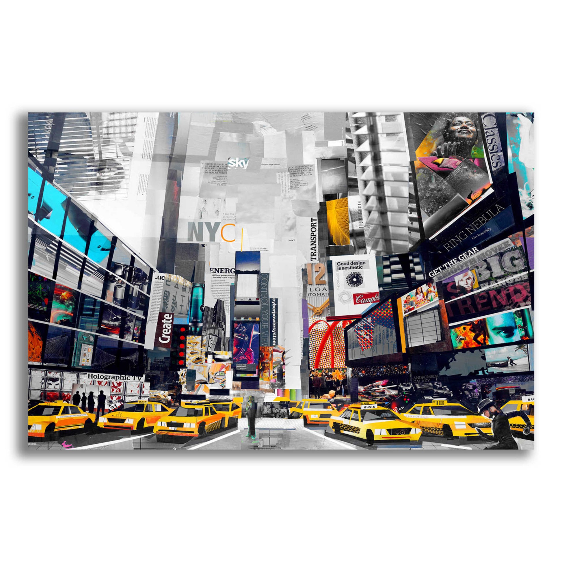 Epic Art 'Times Square' by Grey, Acrylic Glass Wall Art,16x12