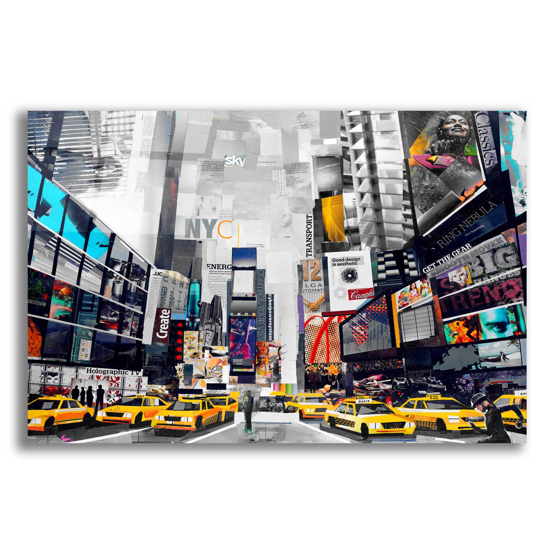 Epic Art 'Times Square' by Grey, Acrylic Glass Wall Art,24x16