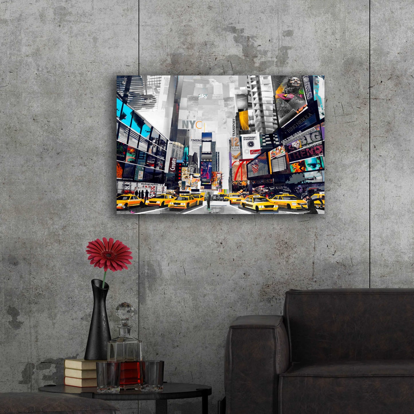 Epic Art 'Times Square' by Grey, Acrylic Glass Wall Art,36x24