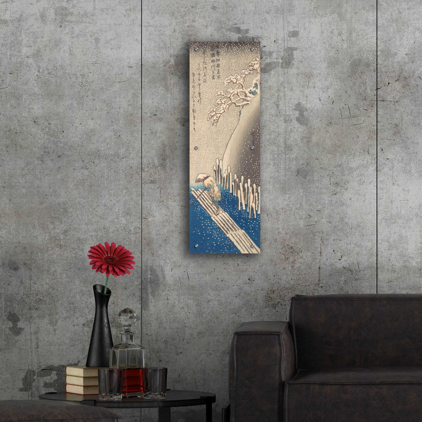 Epic Art 'Sumida River in the Snow' by Hiroshige, Acrylic Glass Wall Art,12x36