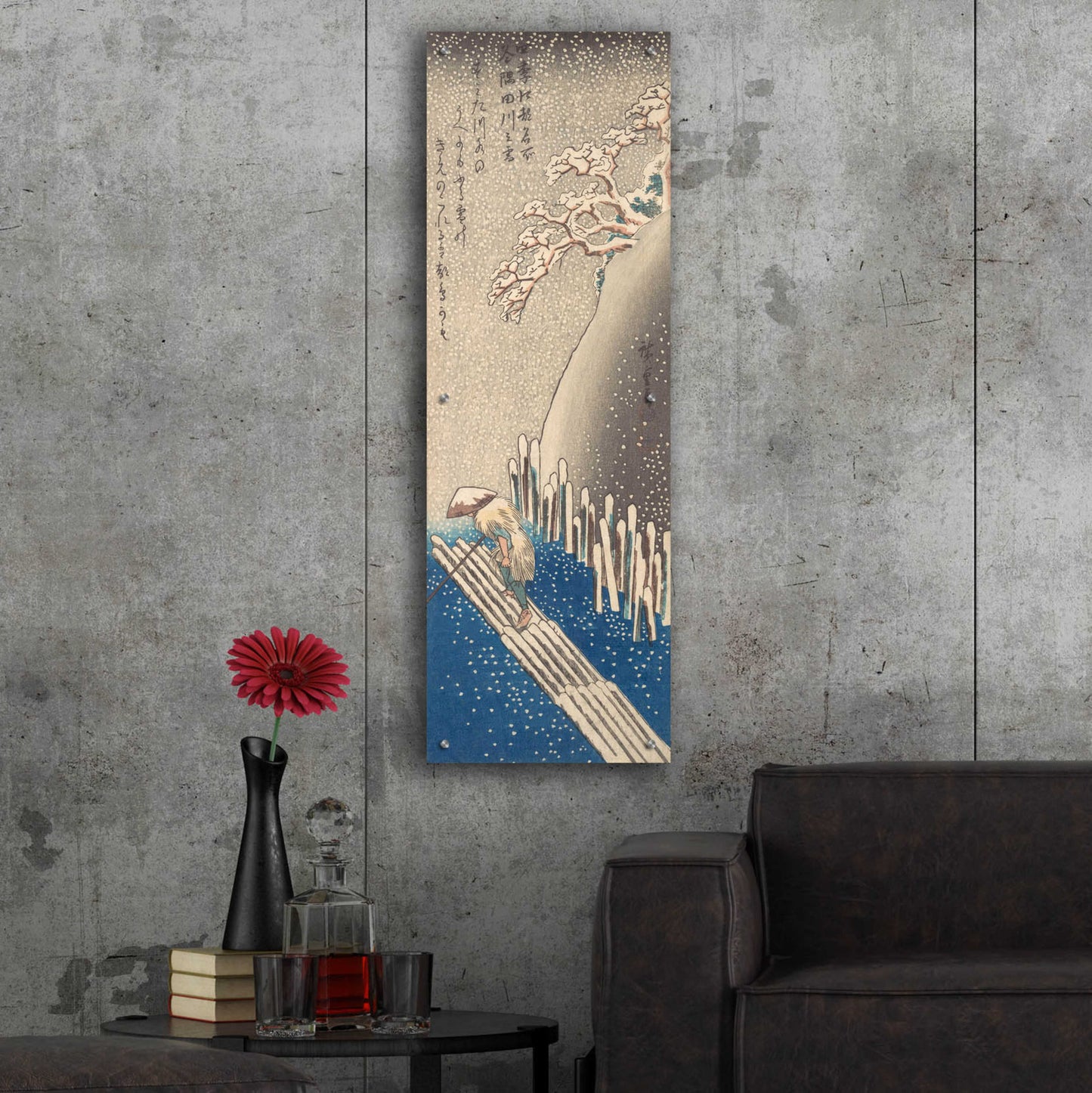 Epic Art 'Sumida River in the Snow' by Hiroshige, Acrylic Glass Wall Art,16x48