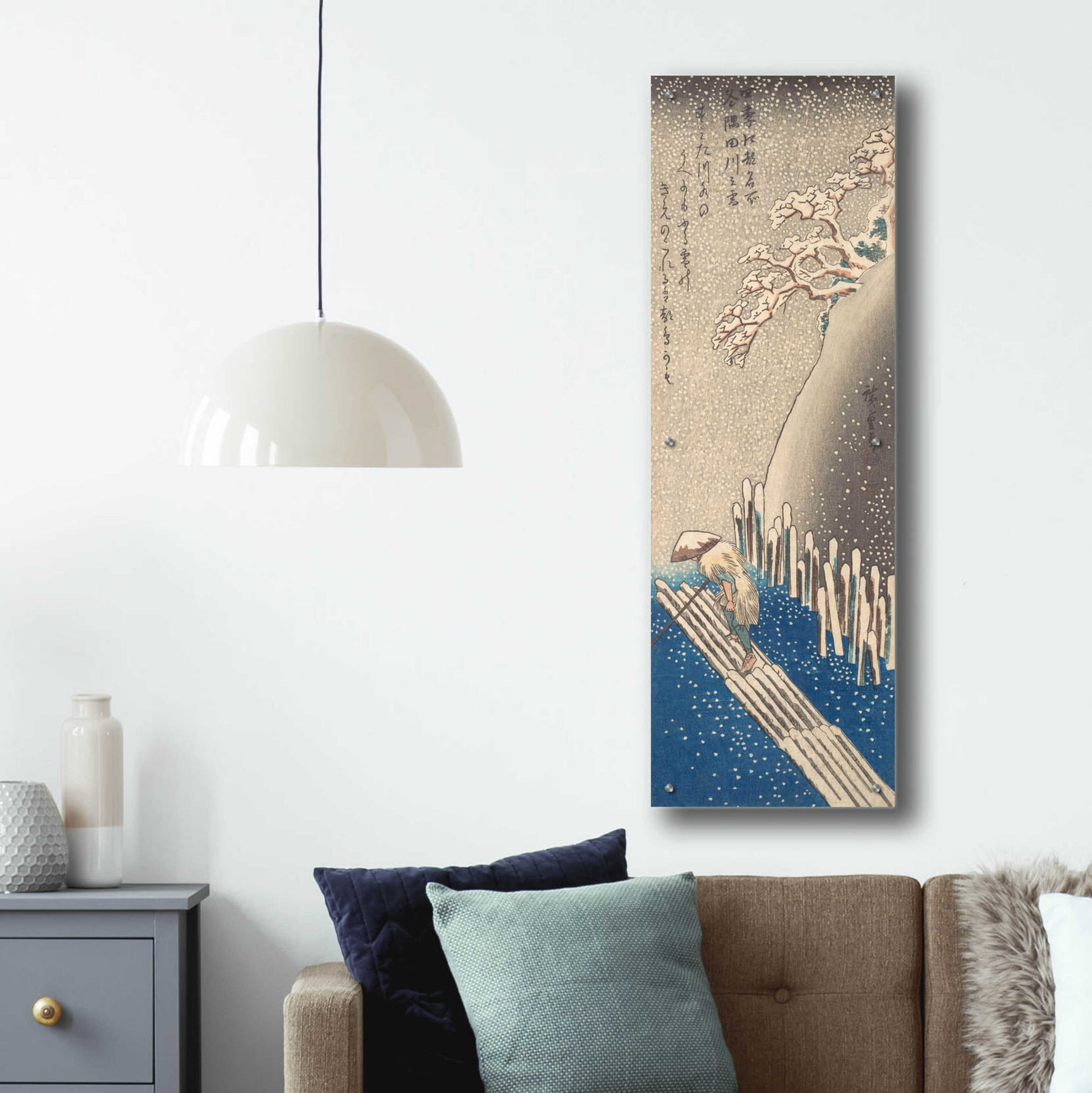 Epic Art 'Sumida River in the Snow' by Hiroshige, Acrylic Glass Wall Art,16x48