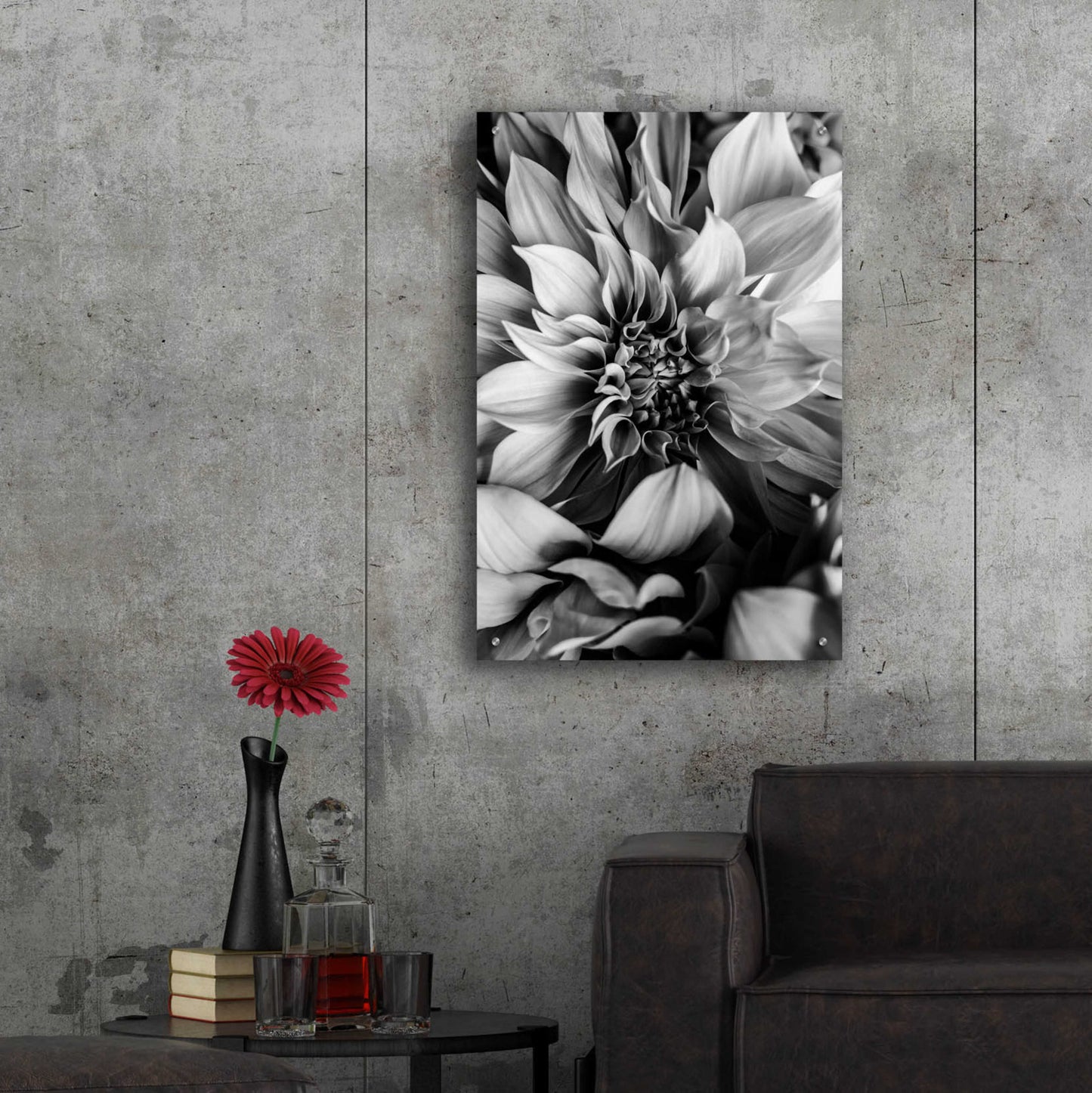 Epic Art 'B&W Flower 4' by Incado, Acrylic Glass Wall Art,24x36