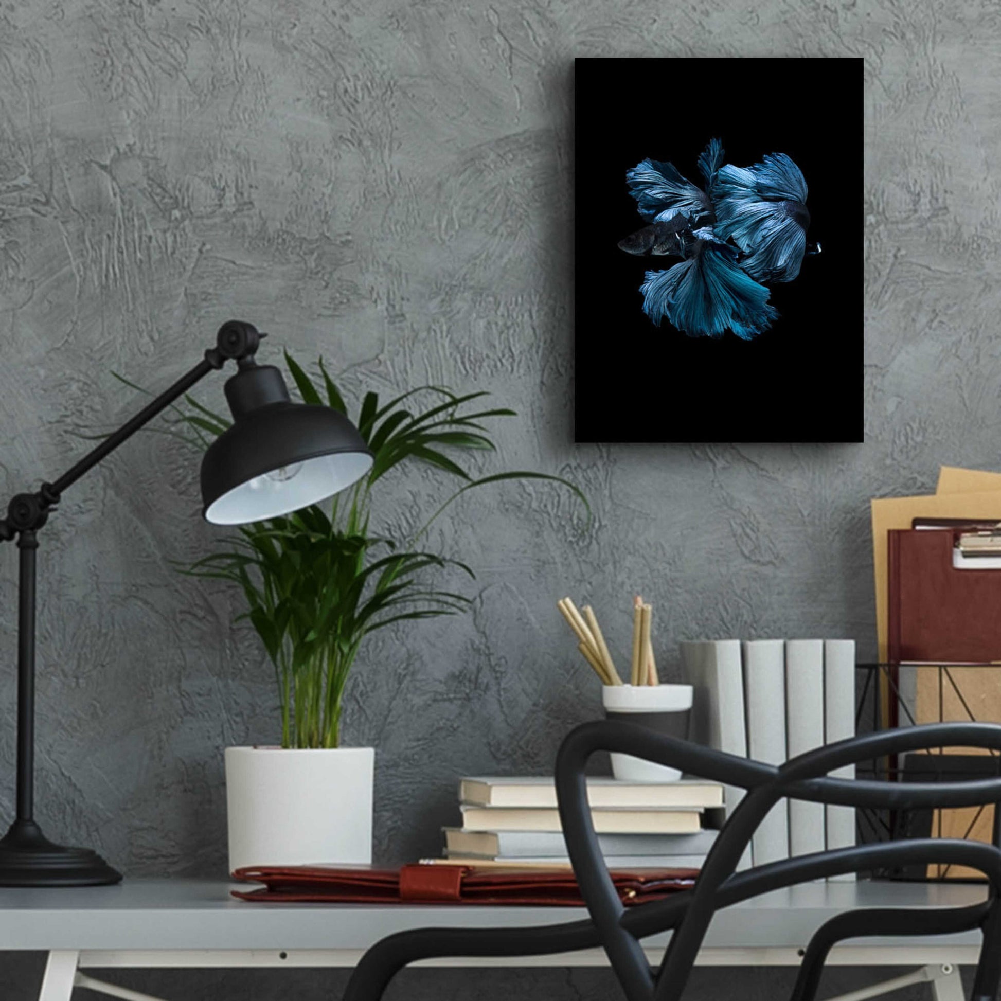 Epic Art 'Blue Betta' by Incado, Acrylic Glass Wall Art,12x16