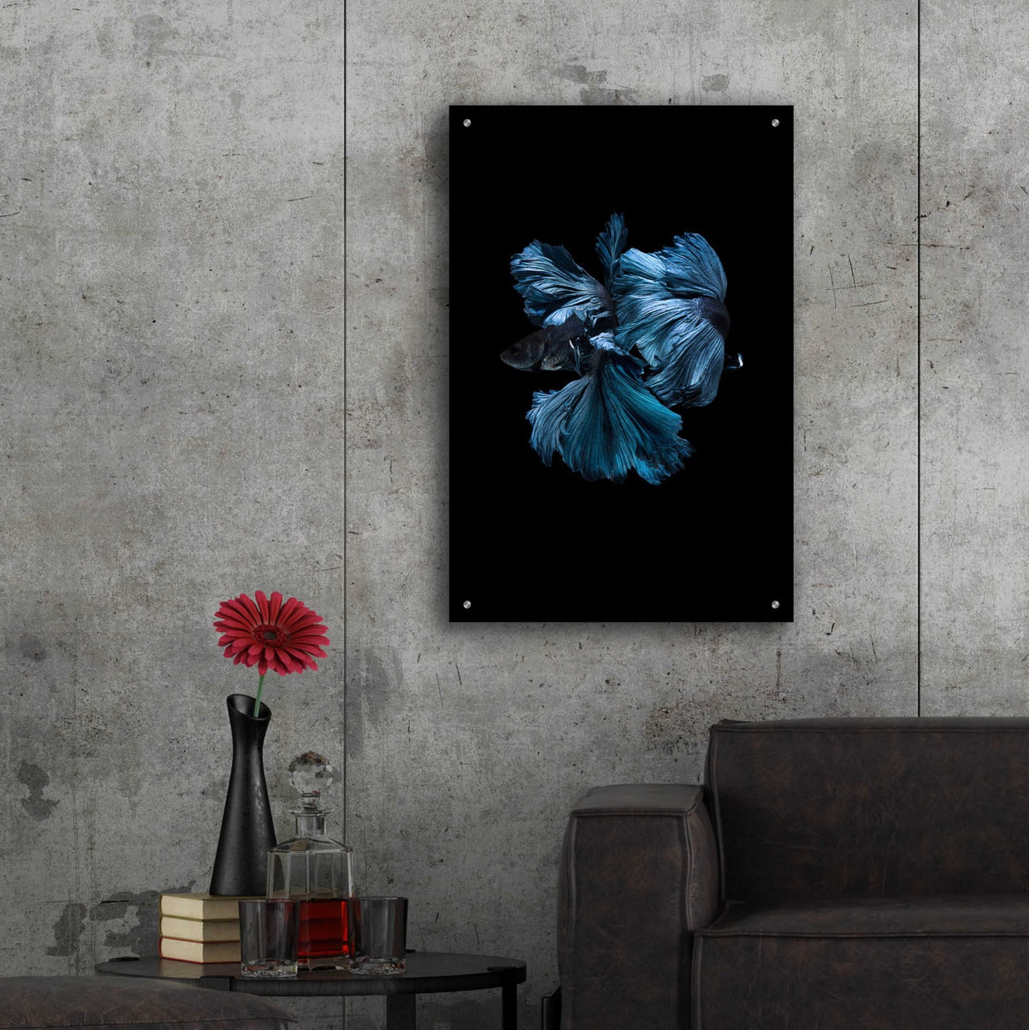 Epic Art 'Blue Betta' by Incado, Acrylic Glass Wall Art,24x36