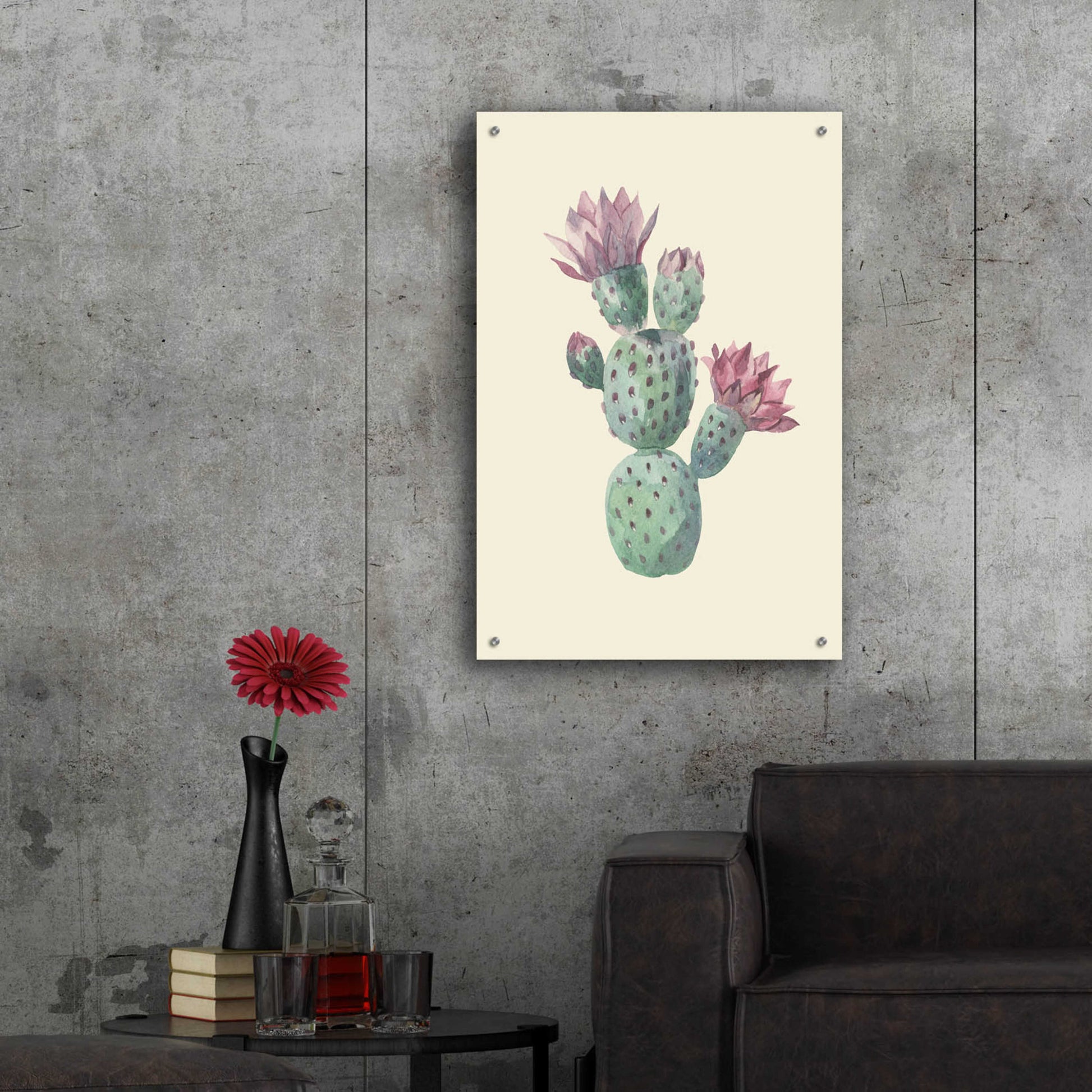 Epic Art 'Cactus on Yellow' by Incado, Acrylic Glass Wall Art,24x36