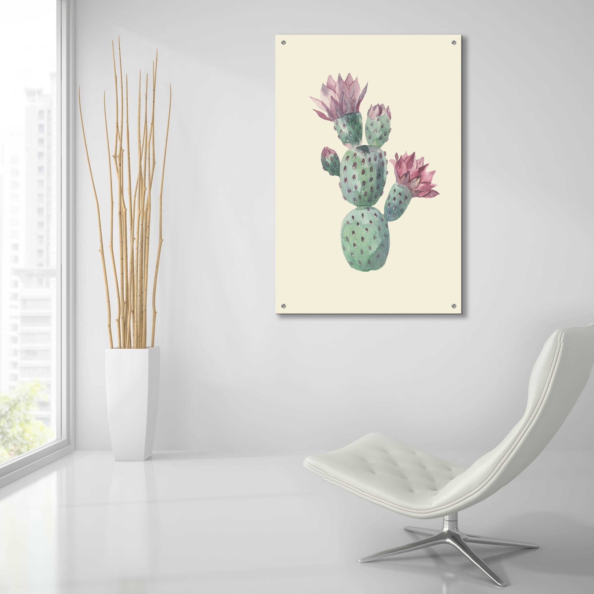 Epic Art 'Cactus on Yellow' by Incado, Acrylic Glass Wall Art,24x36