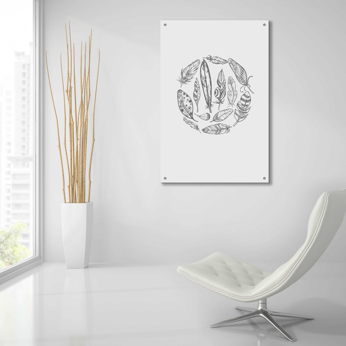 Epic Art 'Feather Circle' by Incado, Acrylic Glass Wall Art,24x36