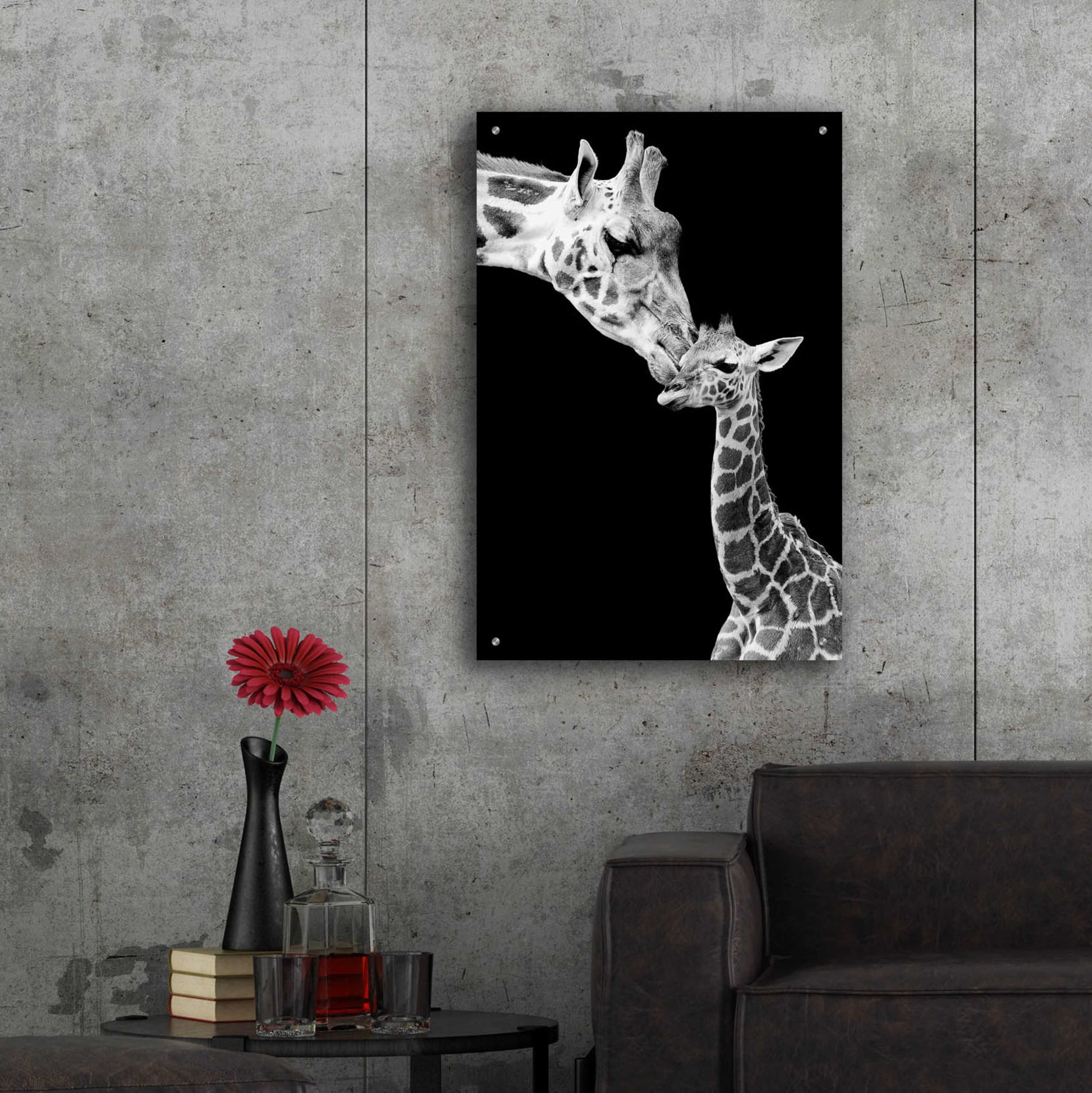 Epic Art 'First Love - Giraffe' by Incado, Acrylic Glass Wall Art,24x36