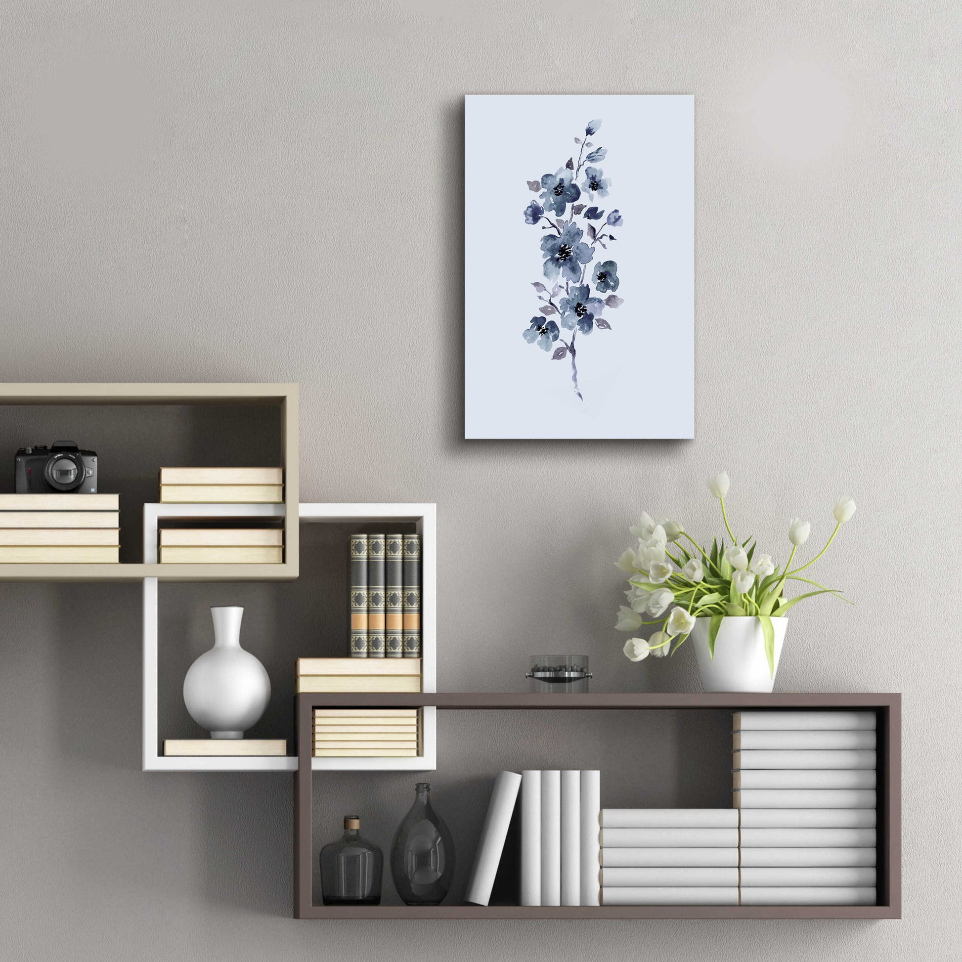 Epic Art 'Floral Blue' by Incado, Acrylic Glass Wall Art,16x24