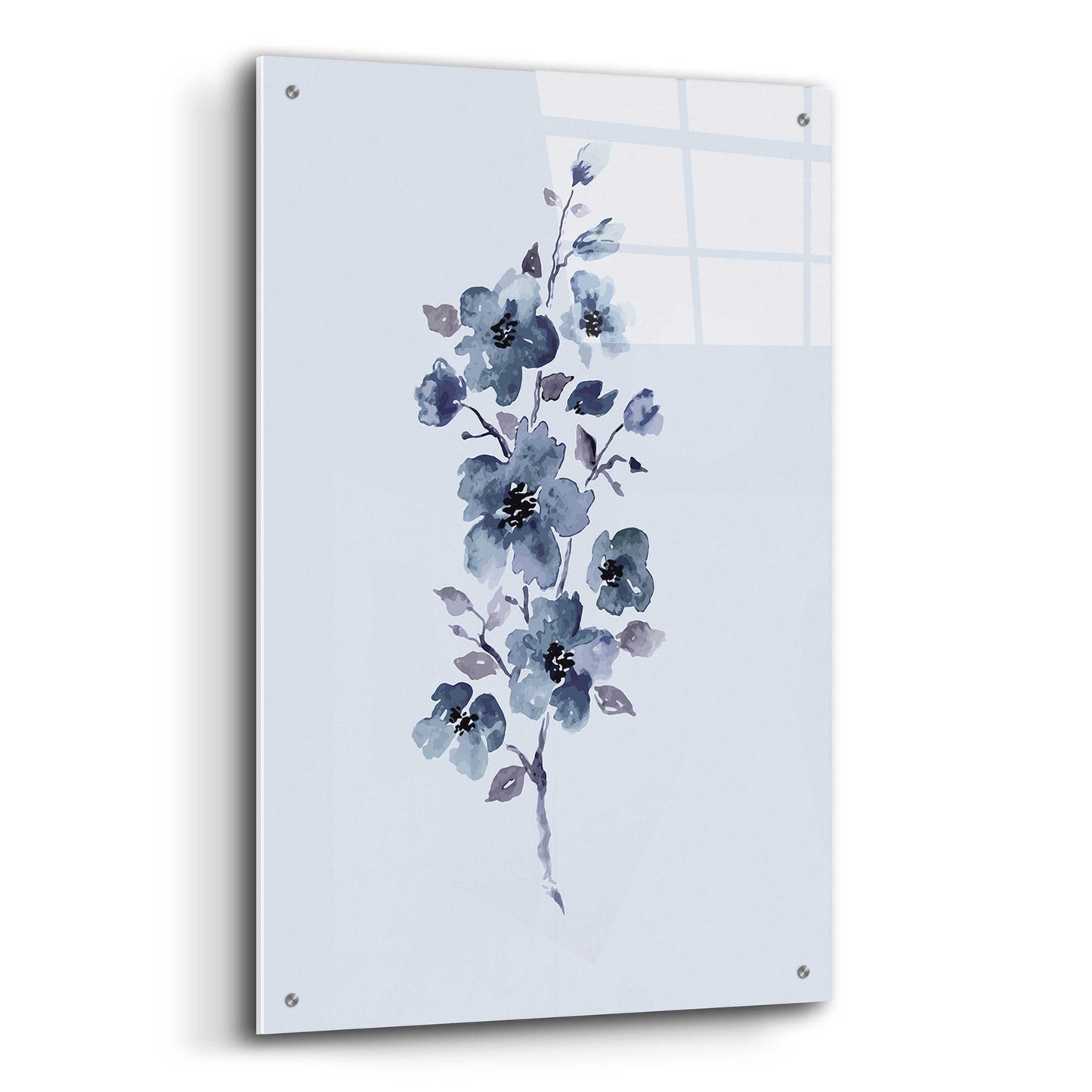 Epic Art 'Floral Blue' by Incado, Acrylic Glass Wall Art,24x36