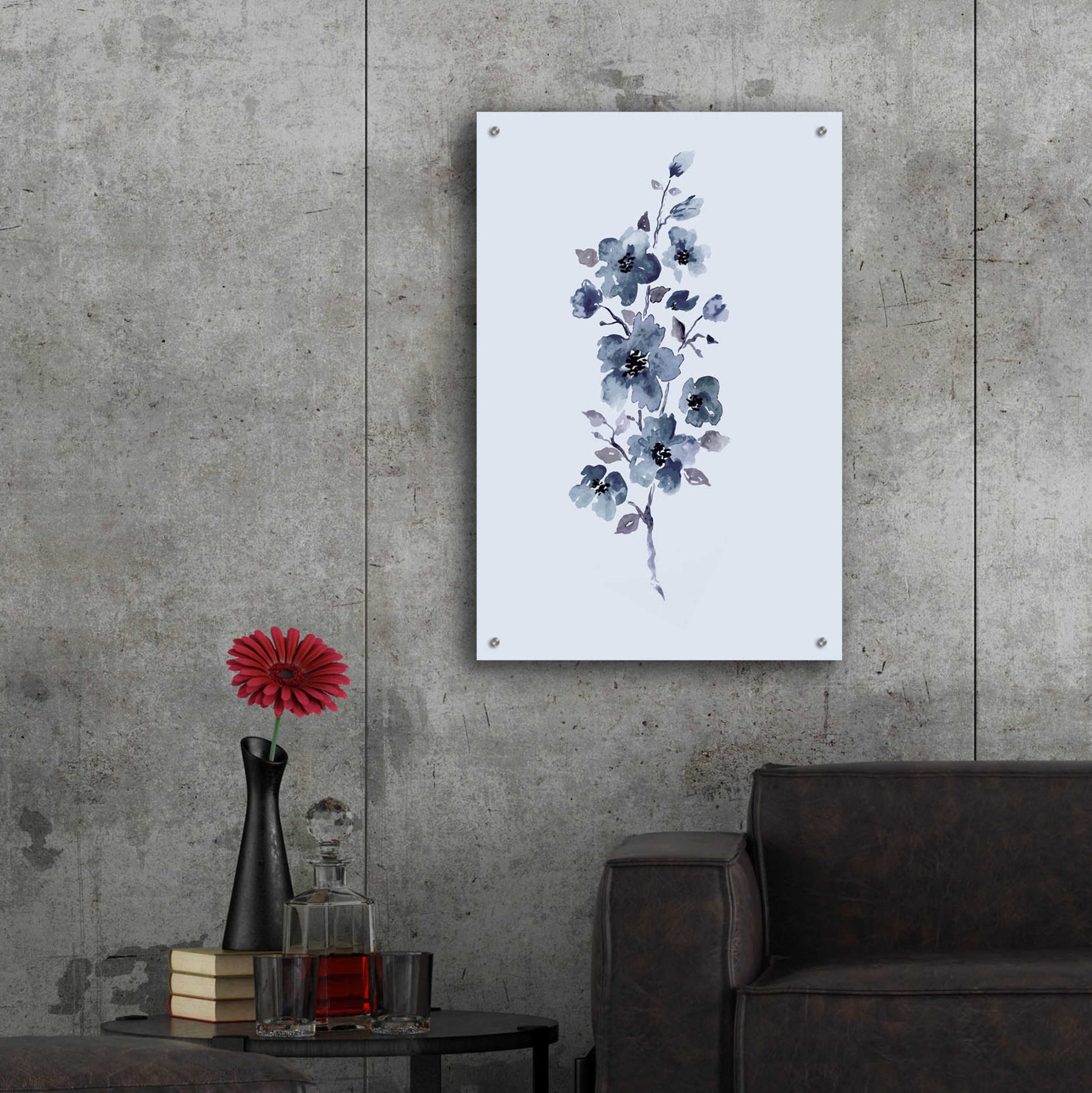 Epic Art 'Floral Blue' by Incado, Acrylic Glass Wall Art,24x36