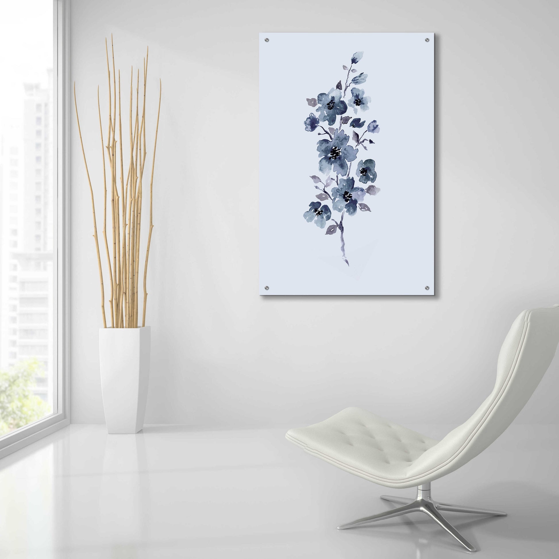 Epic Art 'Floral Blue' by Incado, Acrylic Glass Wall Art,24x36