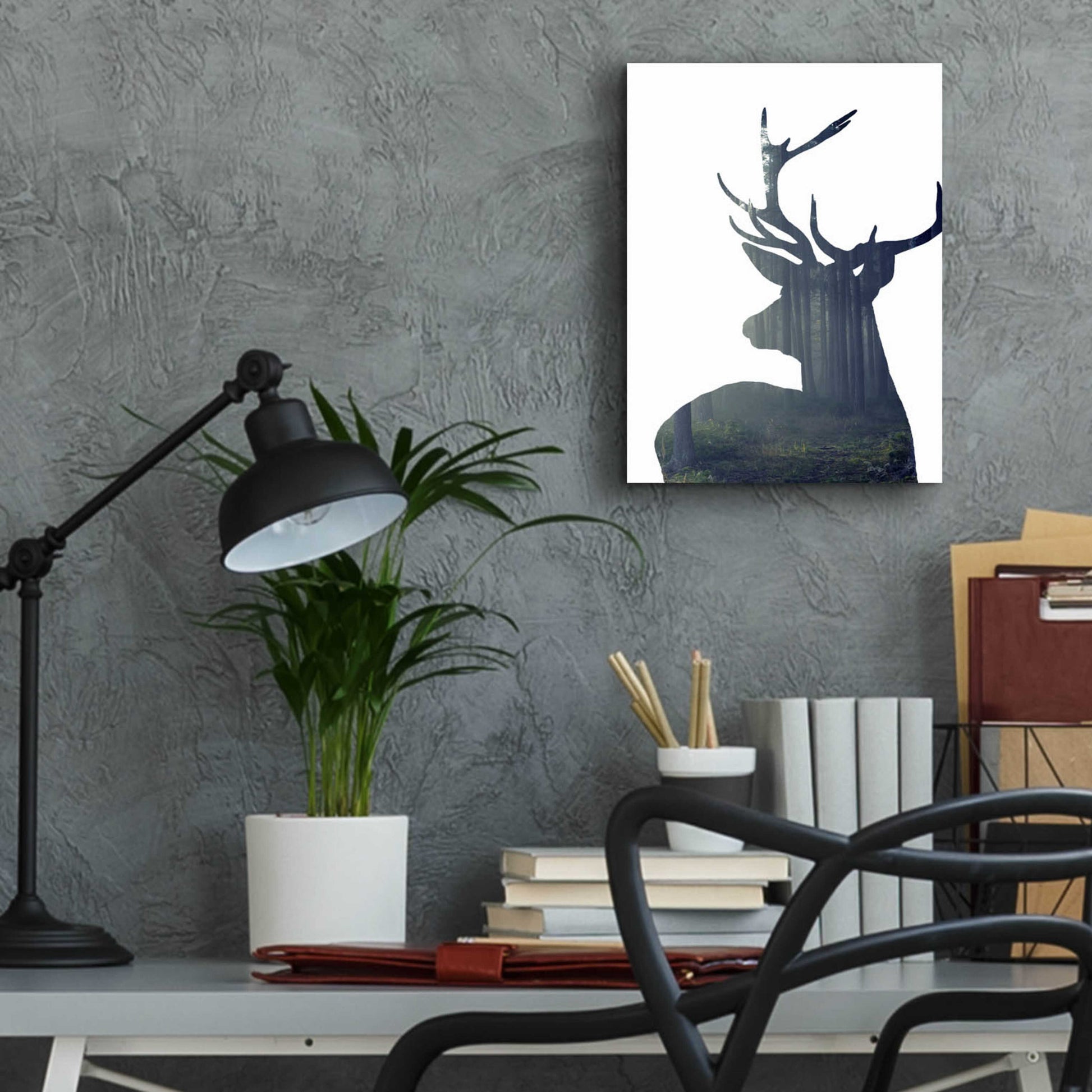 Epic Art 'Forest Deer Silhouette' by Incado, Acrylic Glass Wall Art,12x16