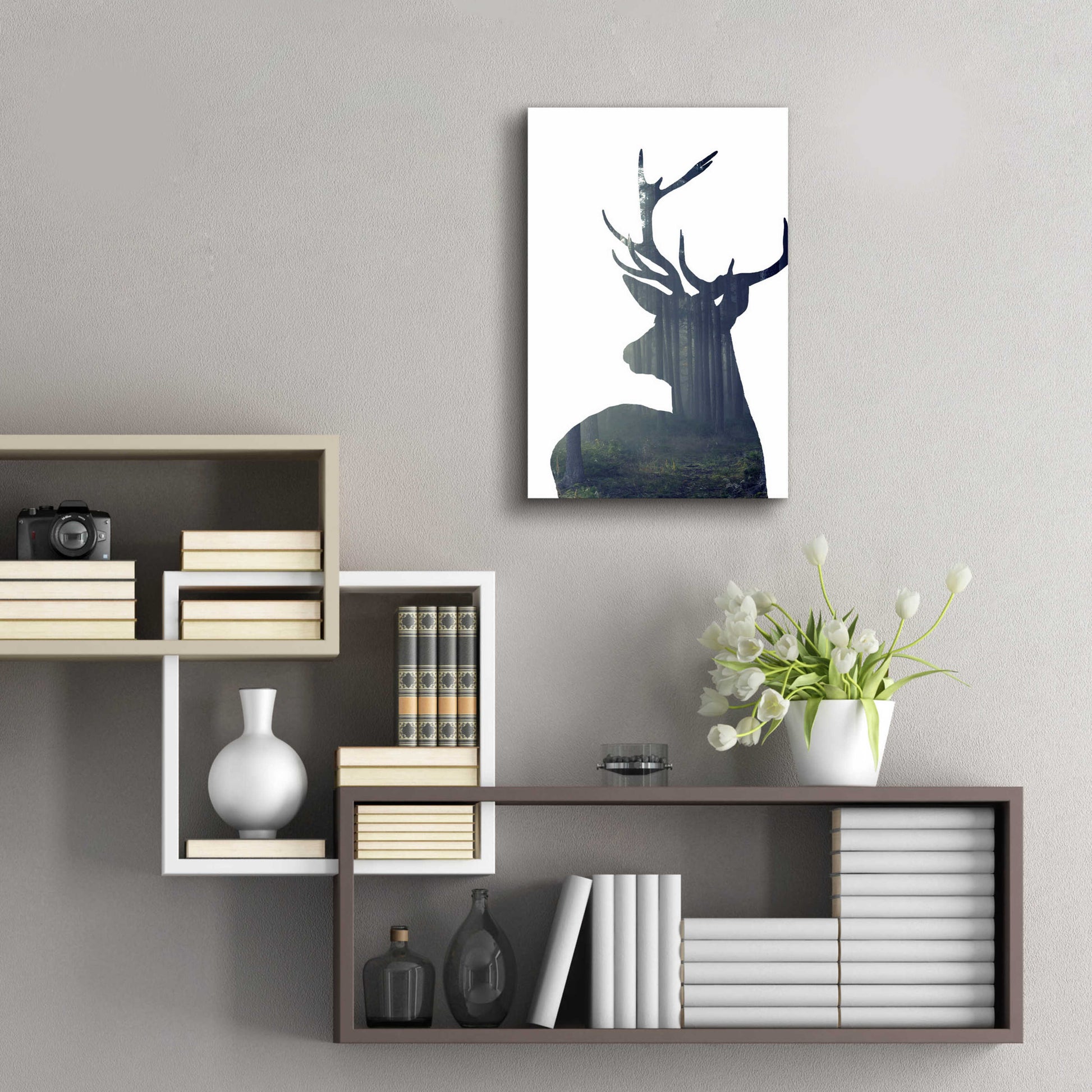 Epic Art 'Forest Deer Silhouette' by Incado, Acrylic Glass Wall Art,16x24