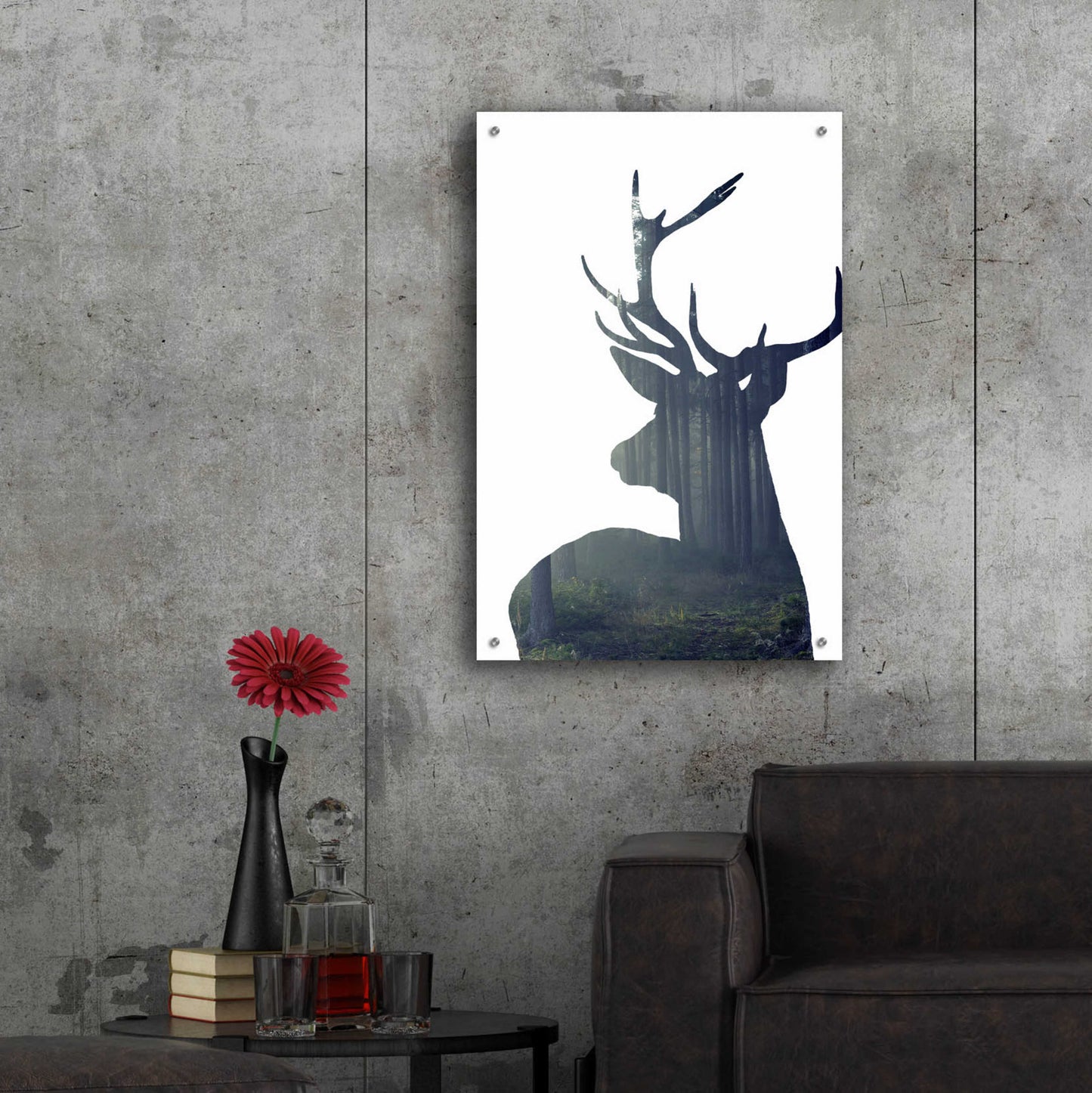 Epic Art 'Forest Deer Silhouette' by Incado, Acrylic Glass Wall Art,24x36