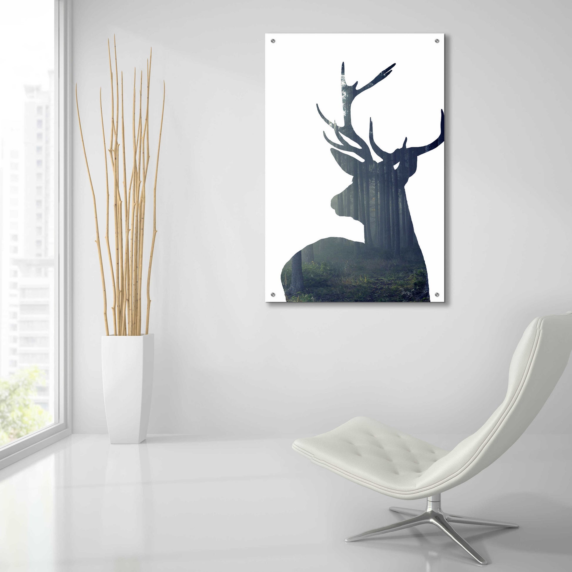 Epic Art 'Forest Deer Silhouette' by Incado, Acrylic Glass Wall Art,24x36