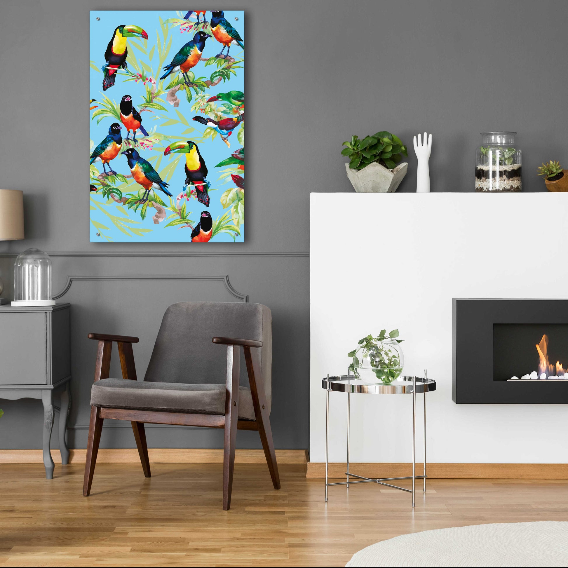 Epic Art 'Jungle Birds' by Incado, Acrylic Glass Wall Art,24x36