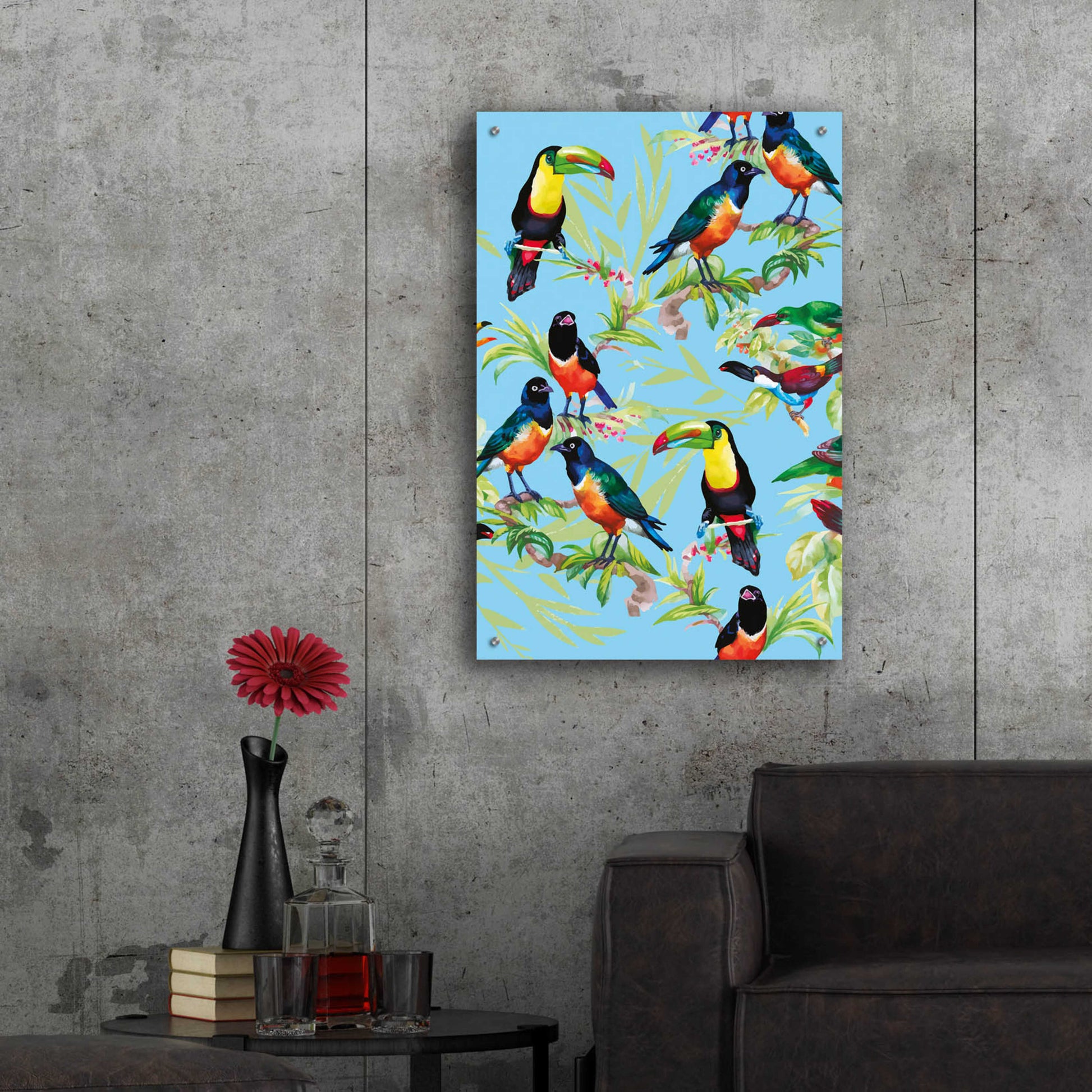 Epic Art 'Jungle Birds' by Incado, Acrylic Glass Wall Art,24x36