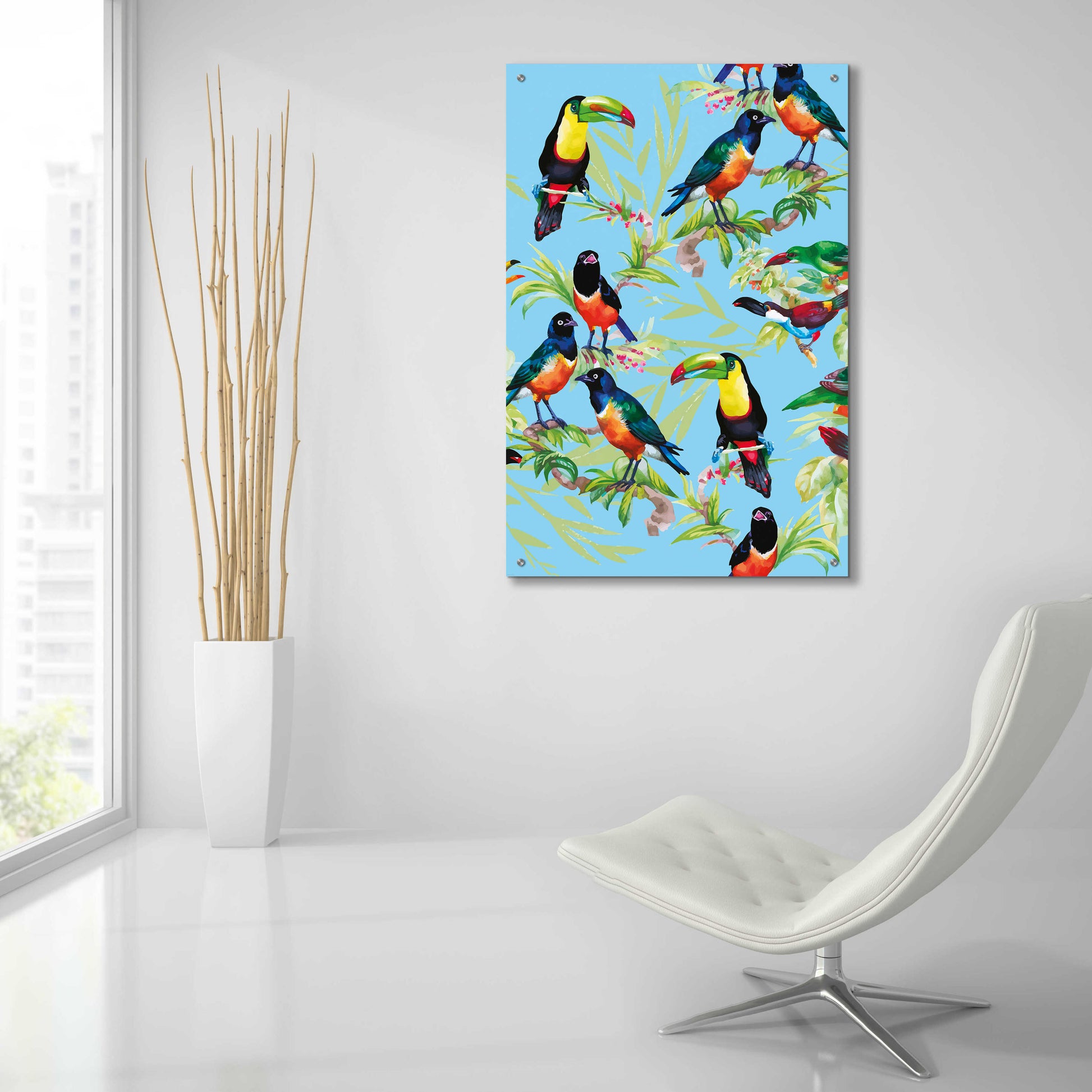 Epic Art 'Jungle Birds' by Incado, Acrylic Glass Wall Art,24x36