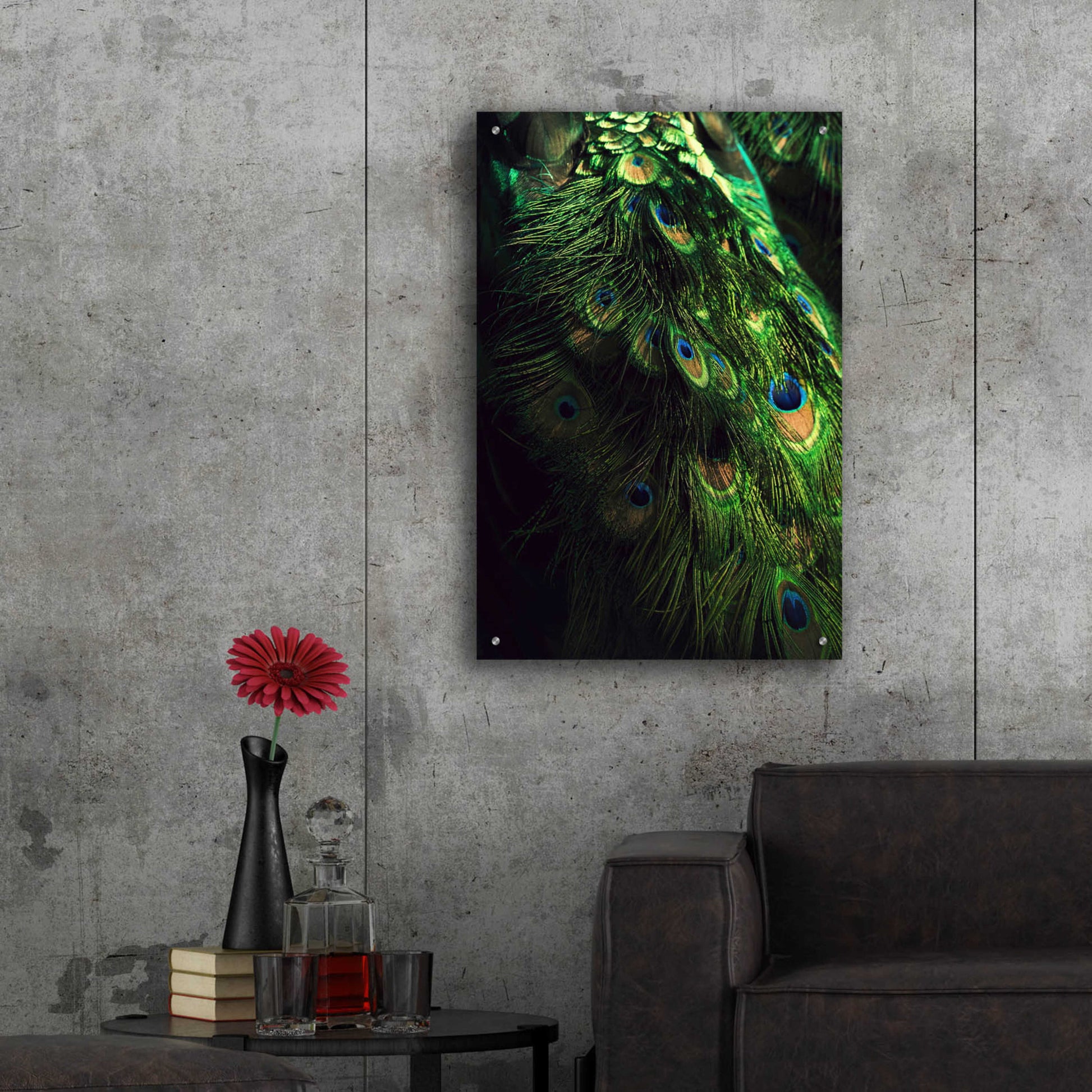 Epic Art 'Peacock Tail' by Incado, Acrylic Glass Wall Art,24x36