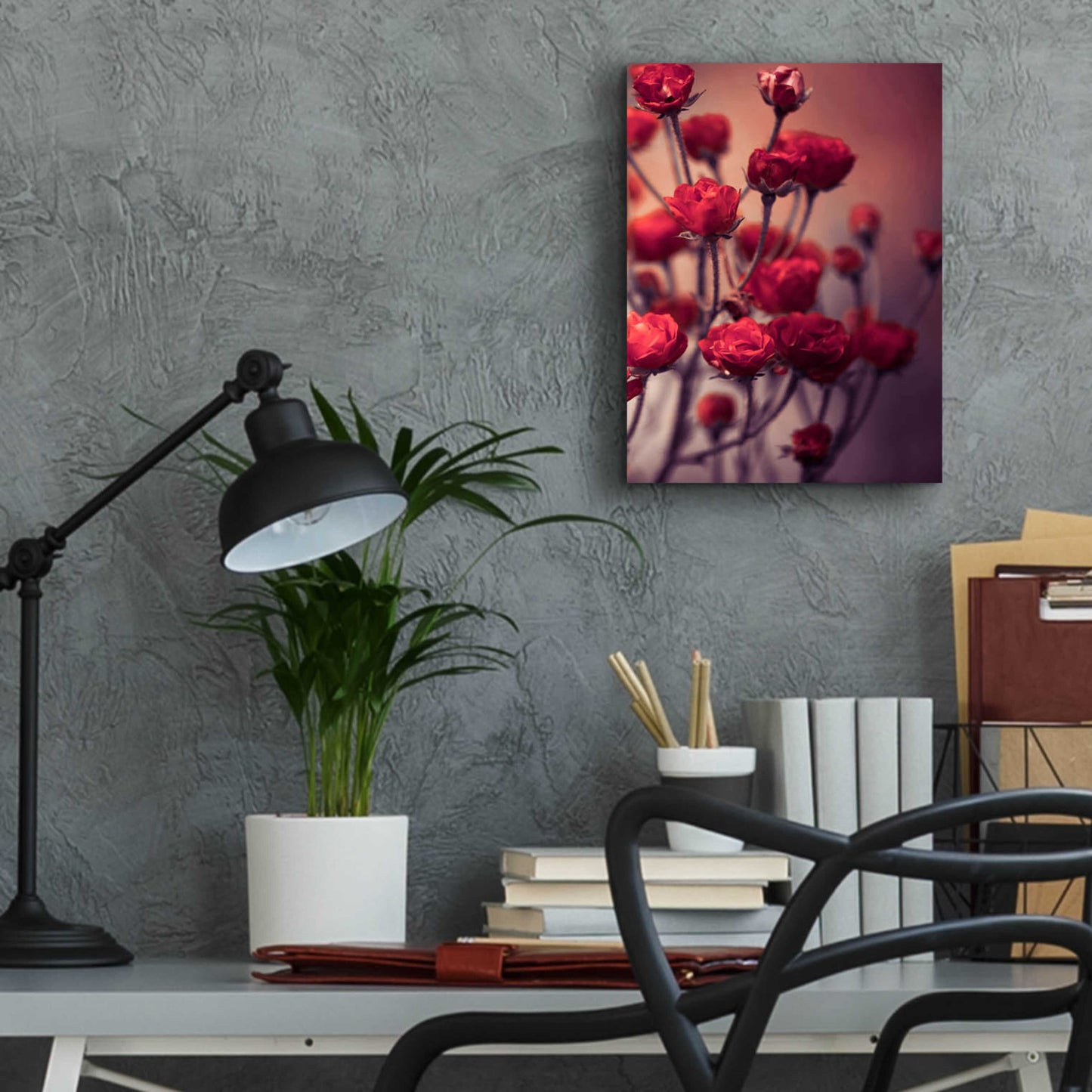 Epic Art 'Red Flowers' by Incado, Acrylic Glass Wall Art,12x16