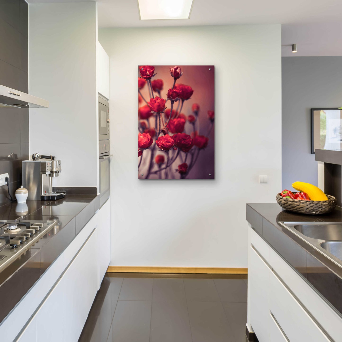 Epic Art 'Red Flowers' by Incado, Acrylic Glass Wall Art,24x36