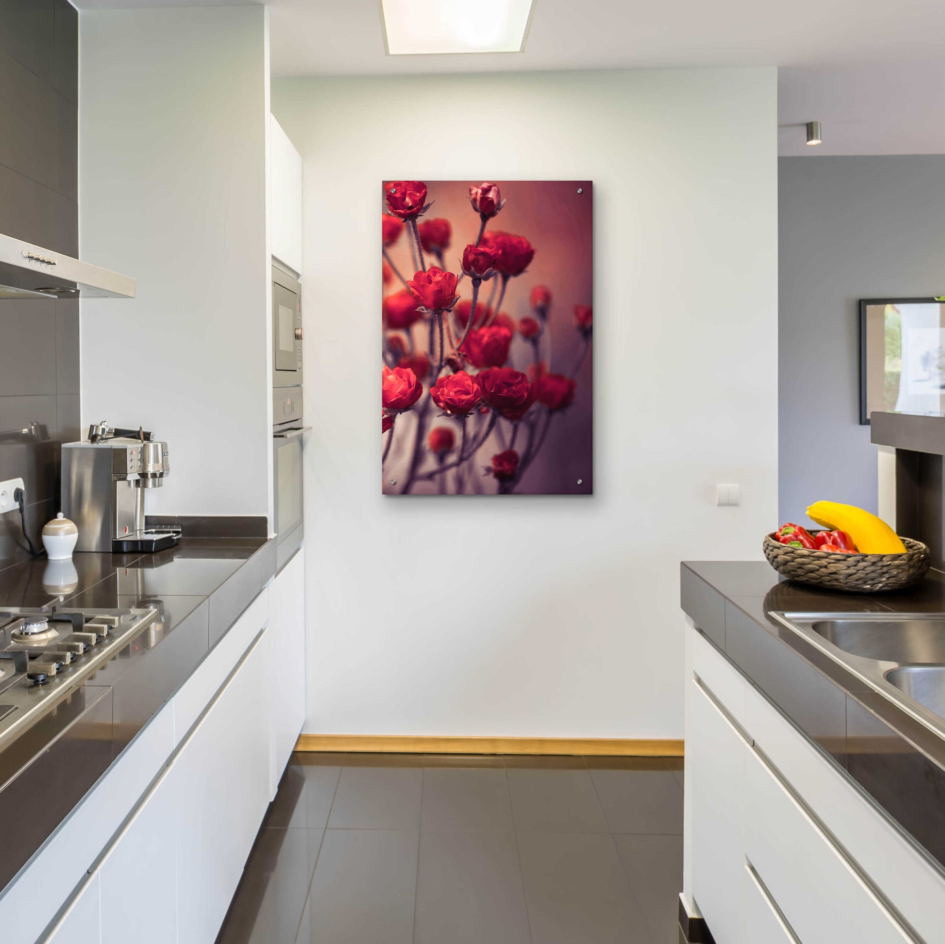 Epic Art 'Red Flowers' by Incado, Acrylic Glass Wall Art,24x36