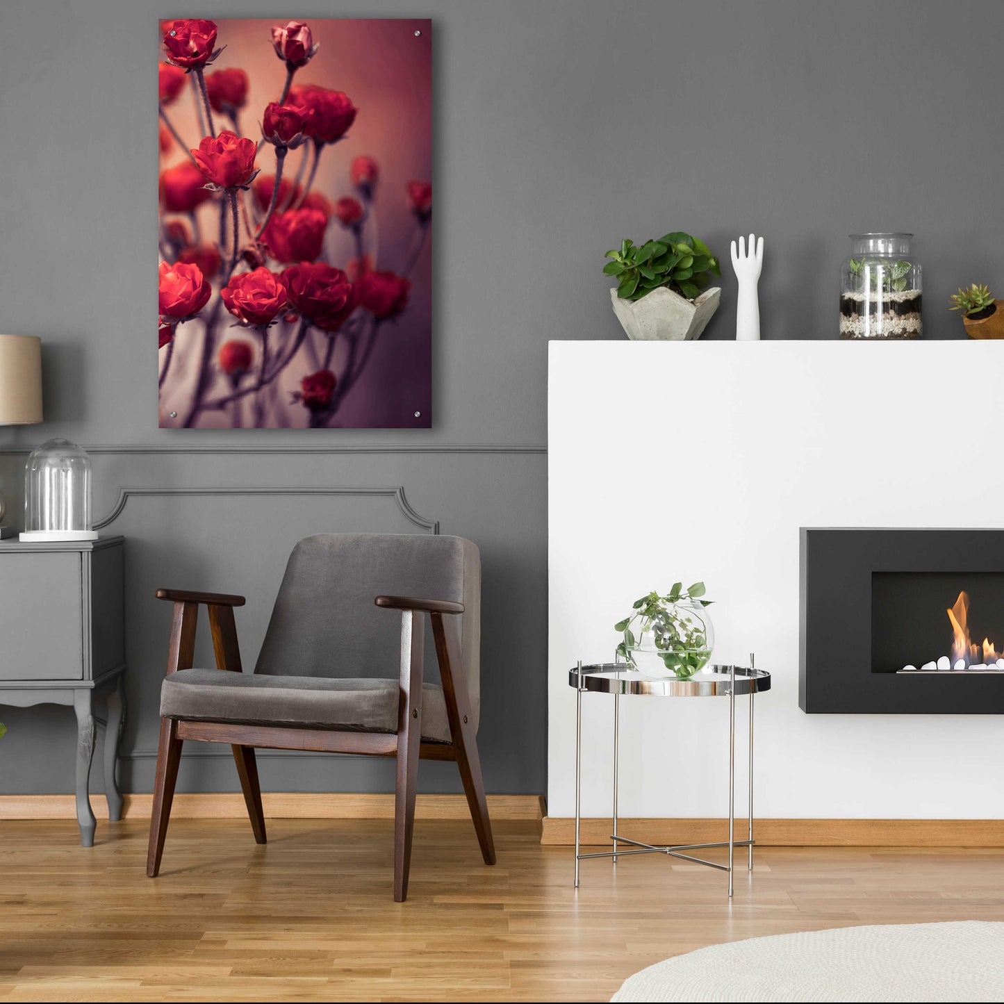 Epic Art 'Red Flowers' by Incado, Acrylic Glass Wall Art,24x36