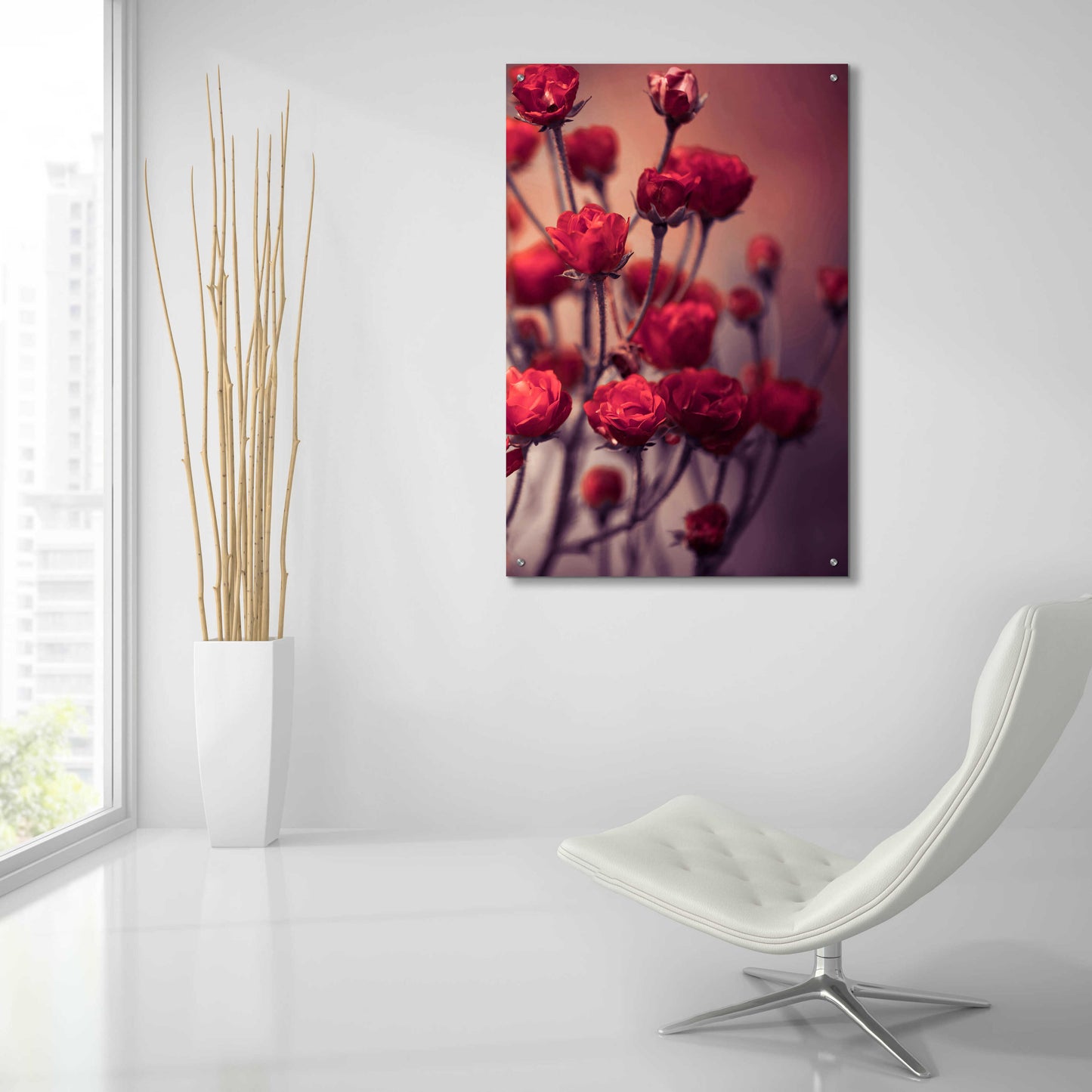 Epic Art 'Red Flowers' by Incado, Acrylic Glass Wall Art,24x36