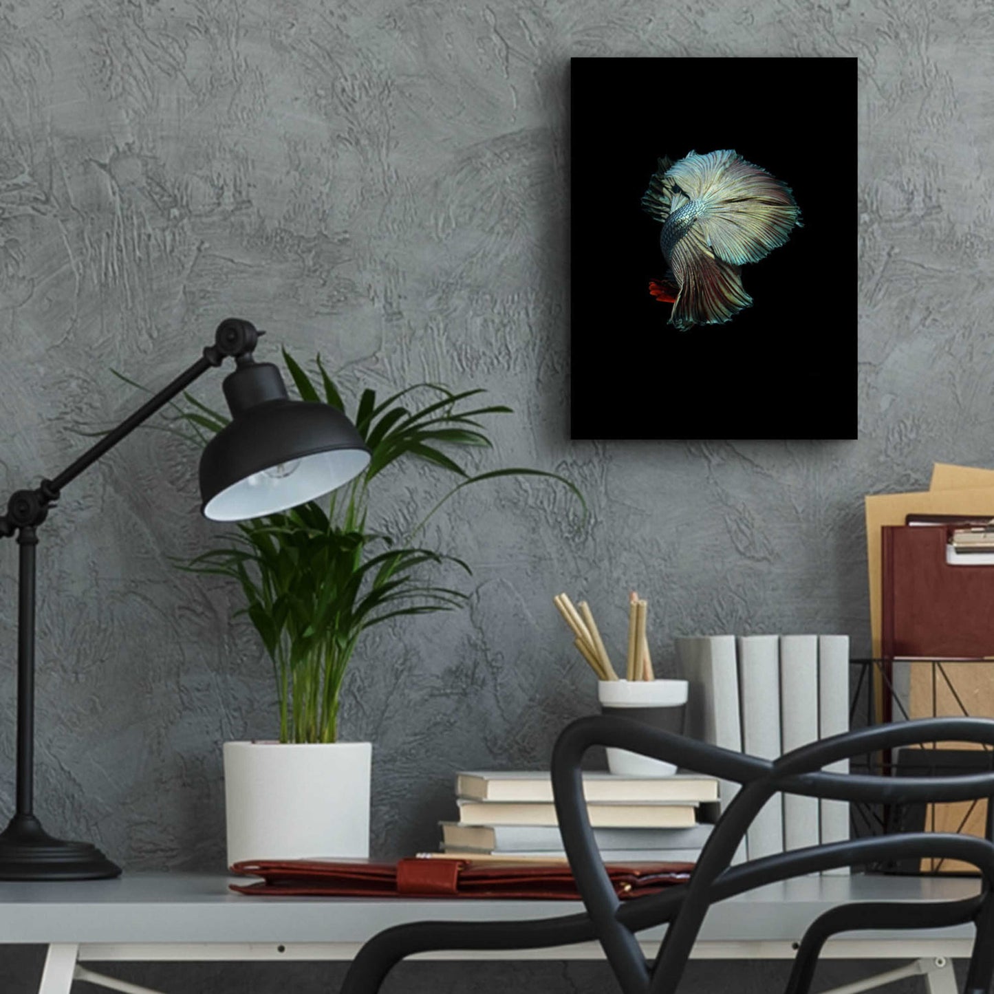 Epic Art 'Turquoise and Red Betta' by Incado, Acrylic Glass Wall Art,12x16