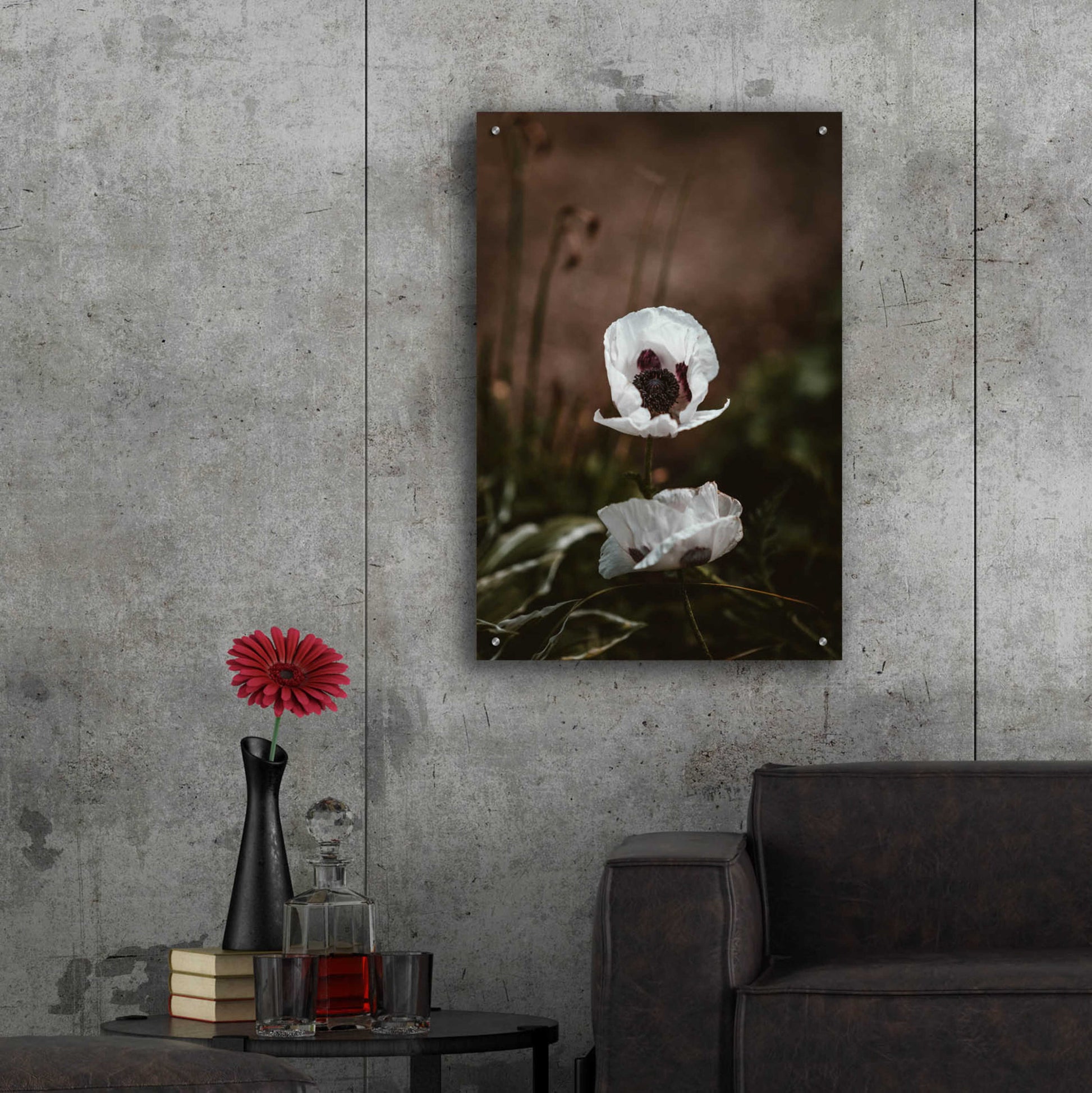 Epic Art 'White Poppies' by Incado, Acrylic Glass Wall Art,24x36