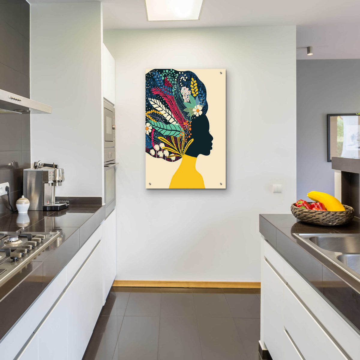 Epic Art 'Afro Woman In Yellow' by Ioana Horvat, Acrylic Glass Wall Art,24x36