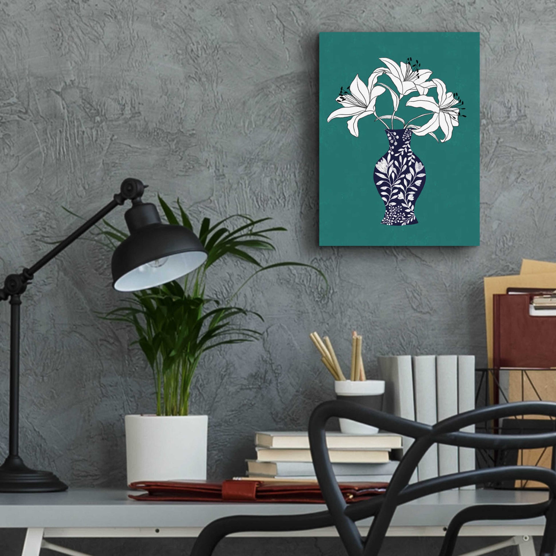 Epic Art 'Lily On Teal' by Ioana Horvat, Acrylic Glass Wall Art,12x16