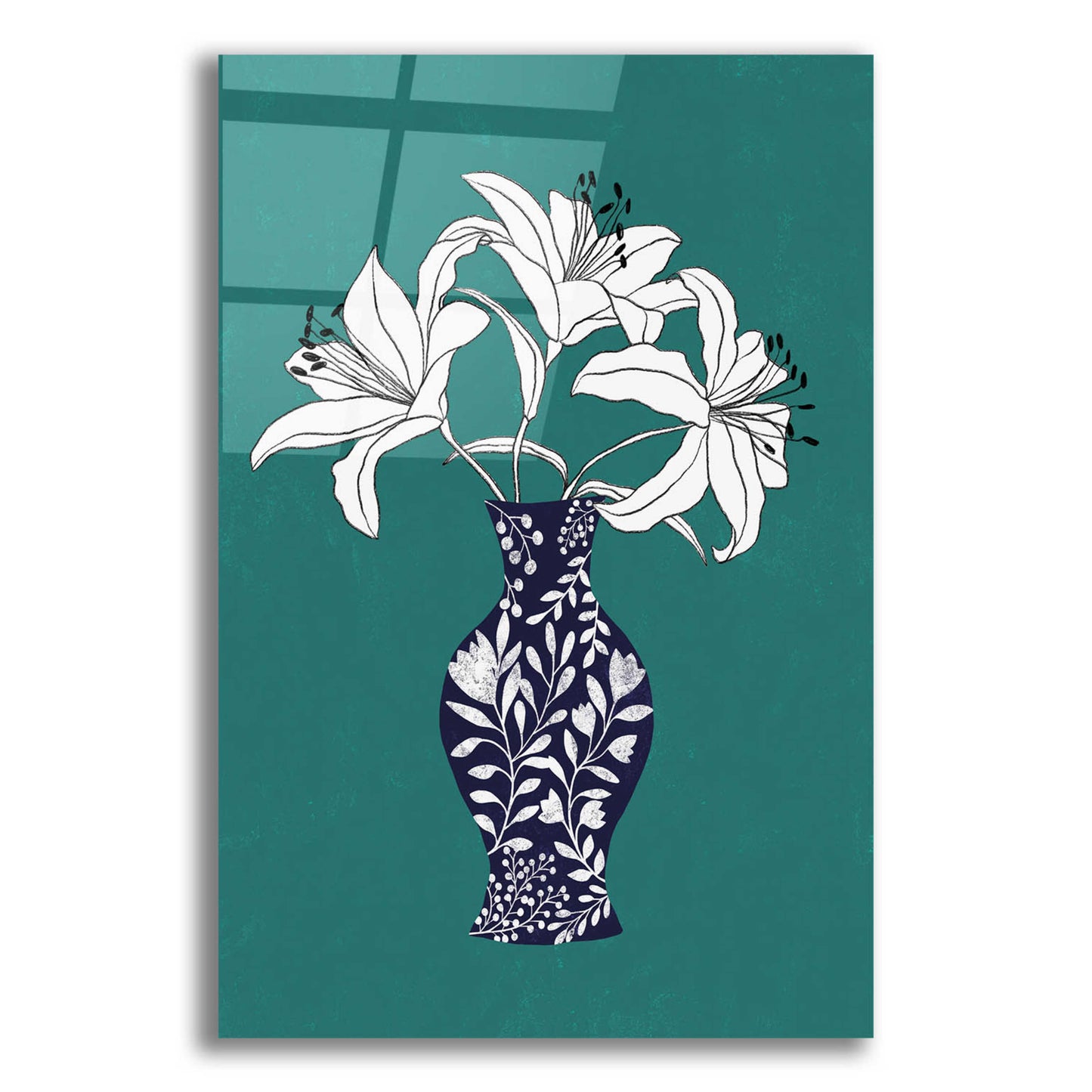 Epic Art 'Lily On Teal' by Ioana Horvat, Acrylic Glass Wall Art,12x16