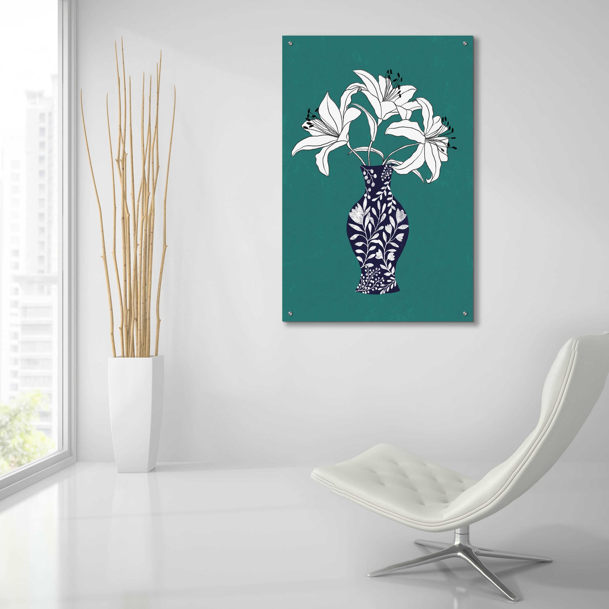 Epic Art 'Lily On Teal' by Ioana Horvat, Acrylic Glass Wall Art,24x36