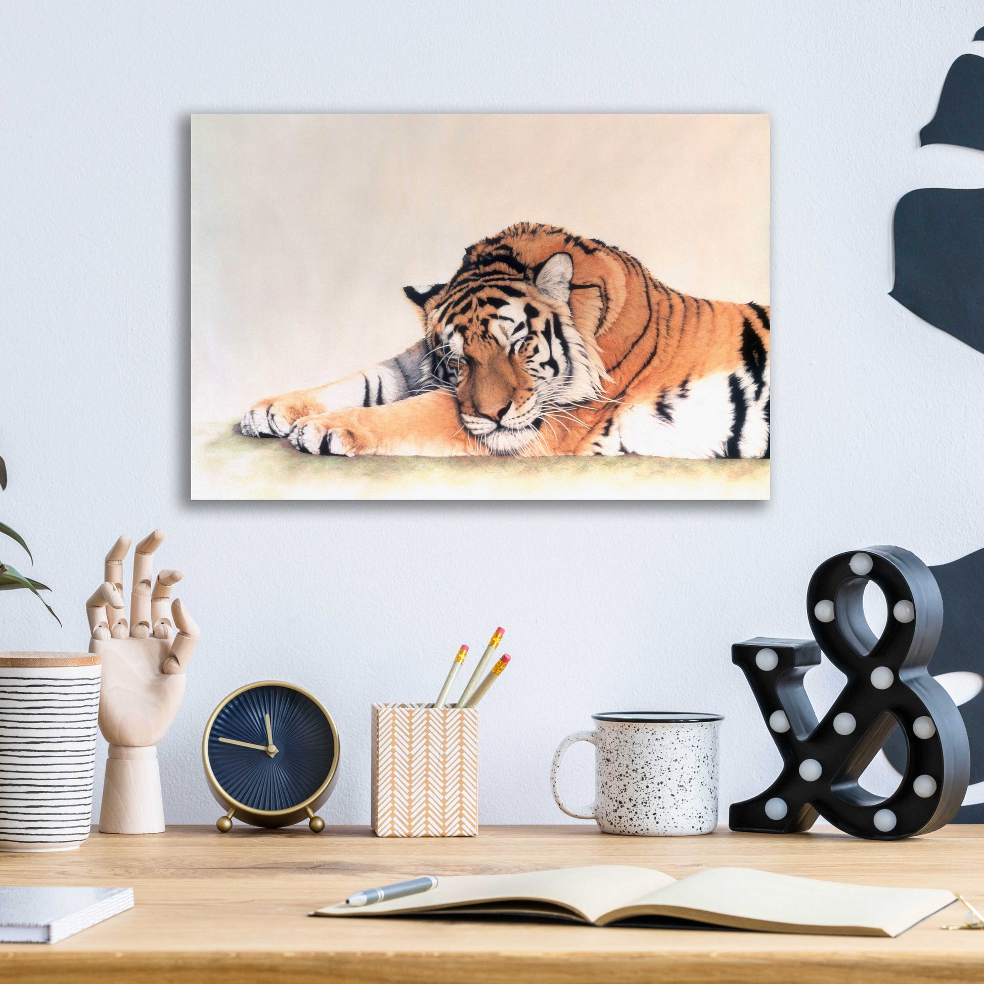 Epic Art 'Sleeping Tiger' by Jan Henderson, Acrylic Glass Wall Art,16x12