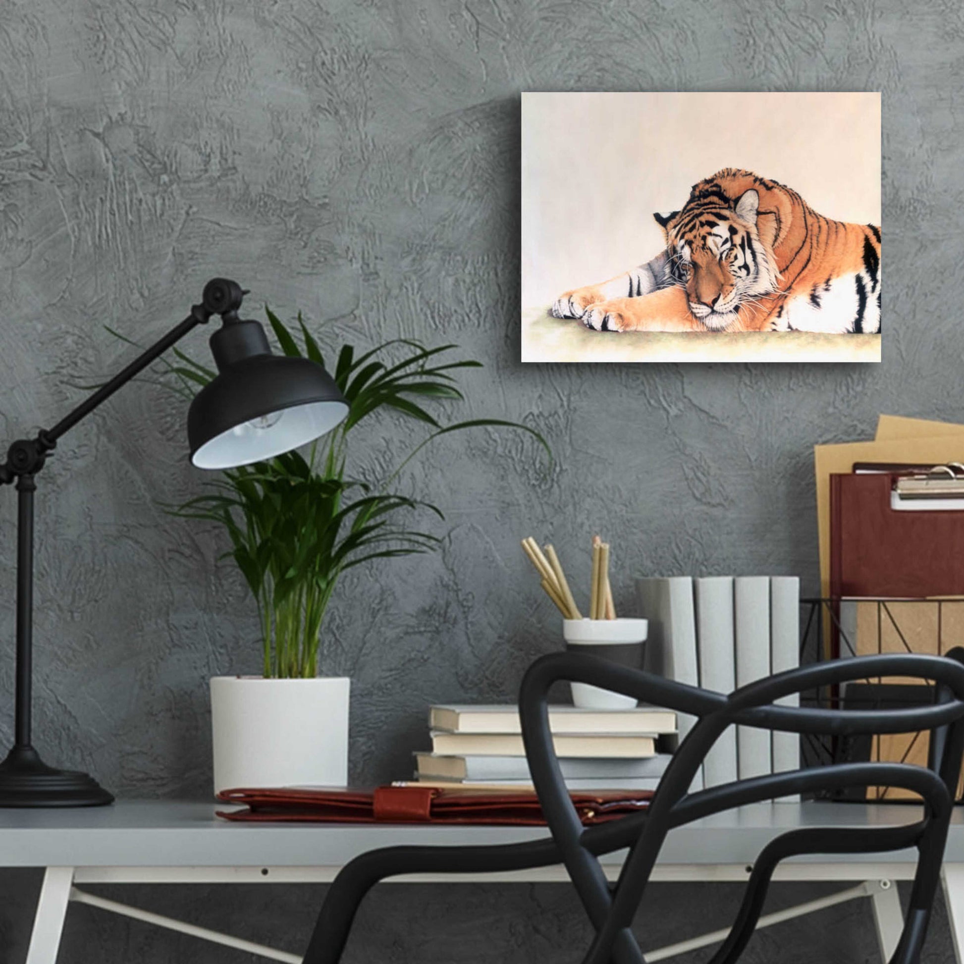 Epic Art 'Sleeping Tiger' by Jan Henderson, Acrylic Glass Wall Art,16x12