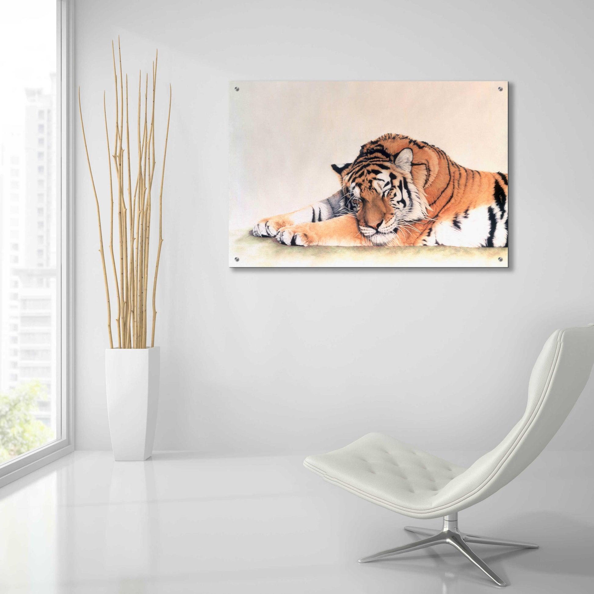 Epic Art 'Sleeping Tiger' by Jan Henderson, Acrylic Glass Wall Art,36x24