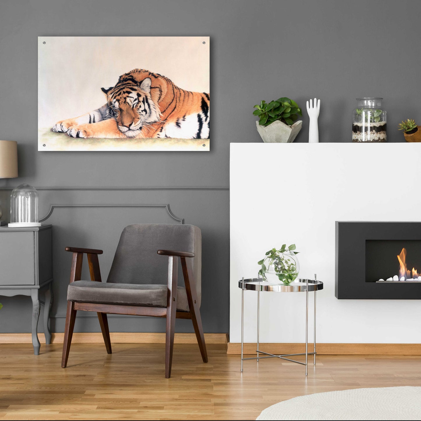 Epic Art 'Sleeping Tiger' by Jan Henderson, Acrylic Glass Wall Art,36x24