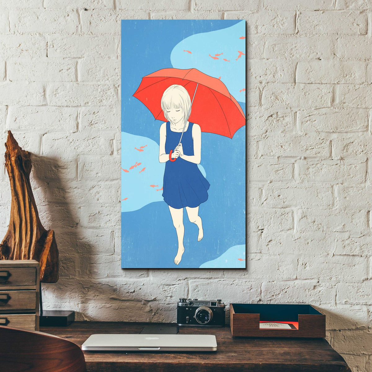 Afternoon Fish by Sai Tamiya - 12x24 acrylic wall art in a room