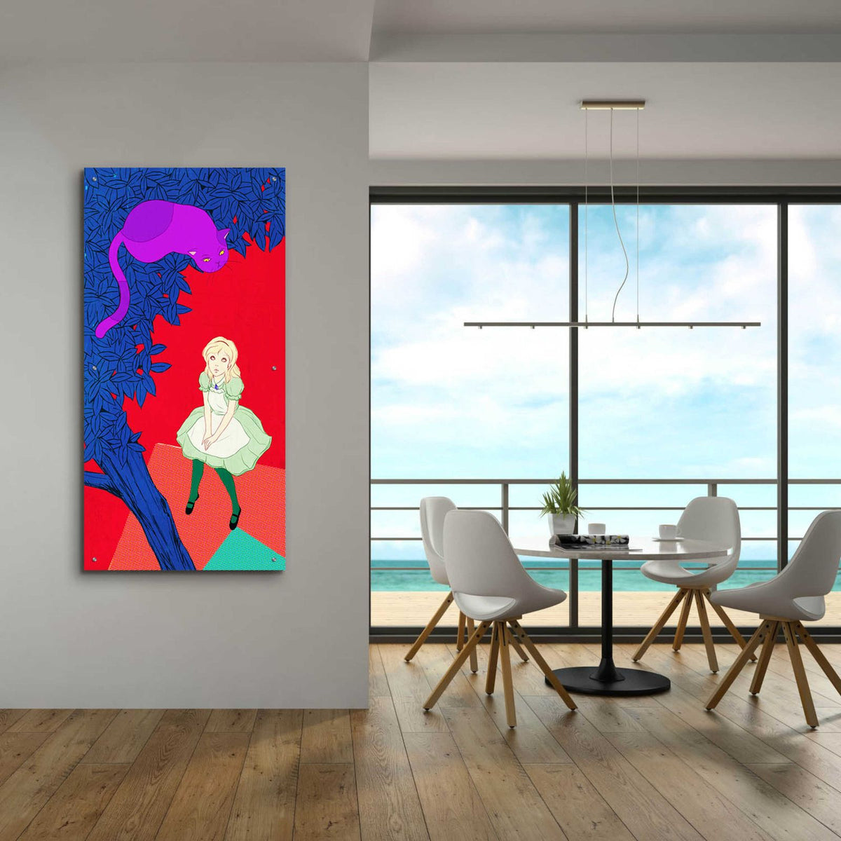 Alice and Cheshire Cat by Sai Tamiya - 24x48 acrylic wall art in a room