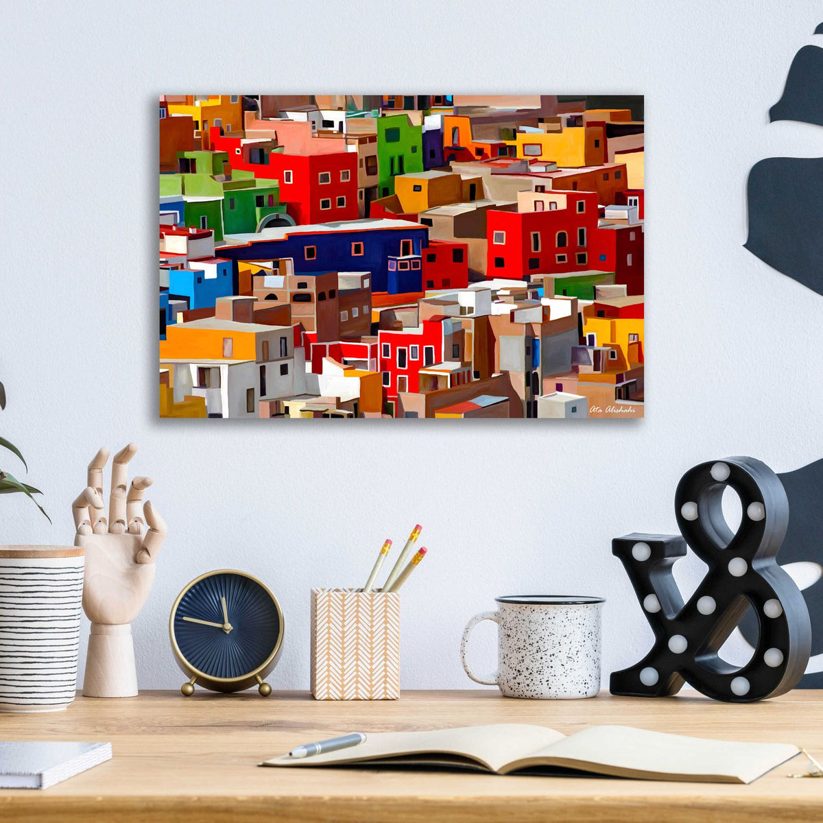Color town by Ata Alishahi - 16x12 acrylic wall art in a room