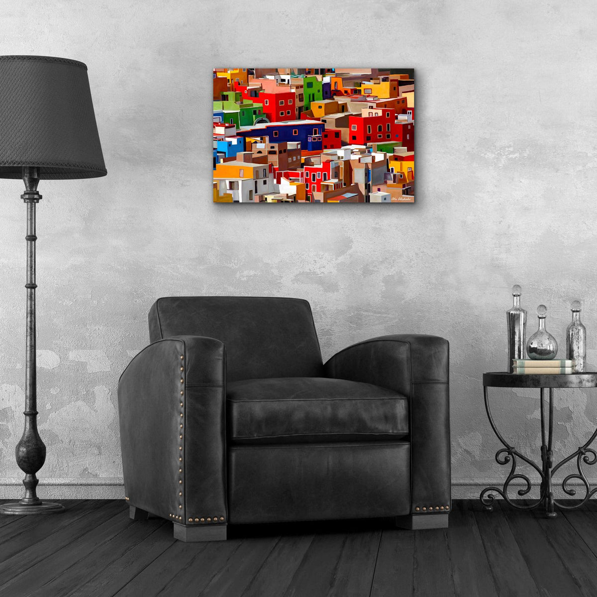 Color town by Ata Alishahi - 24x16 acrylic wall art in a room