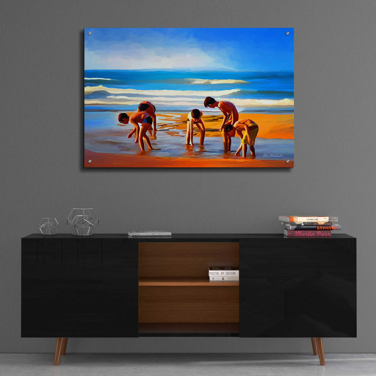  Kids At The Beach  by Ata Alishahi - 36x24 acrylic wall art in a room