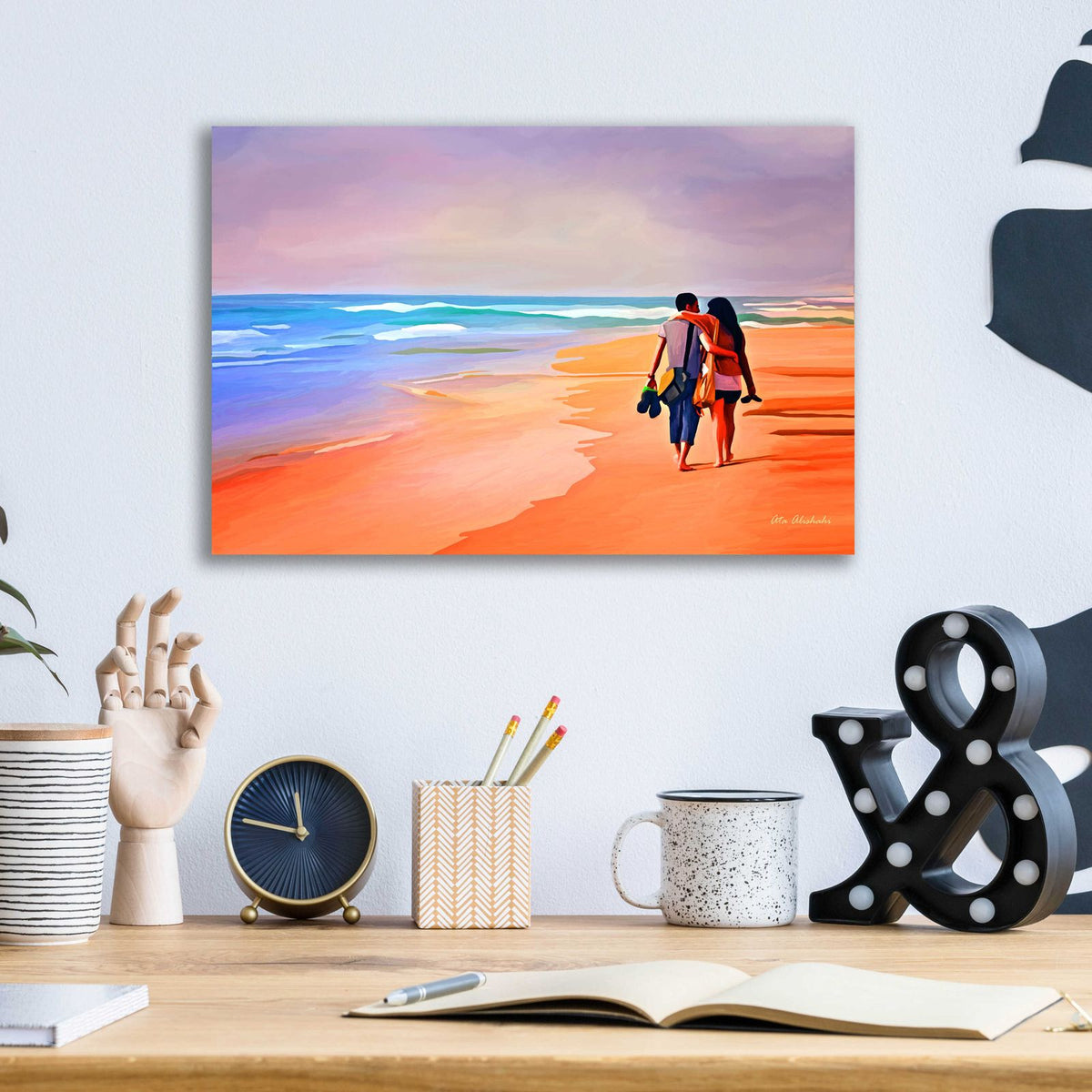 Beach Walk by Ata Alishahi - 16x12 acrylic wall art in a room
