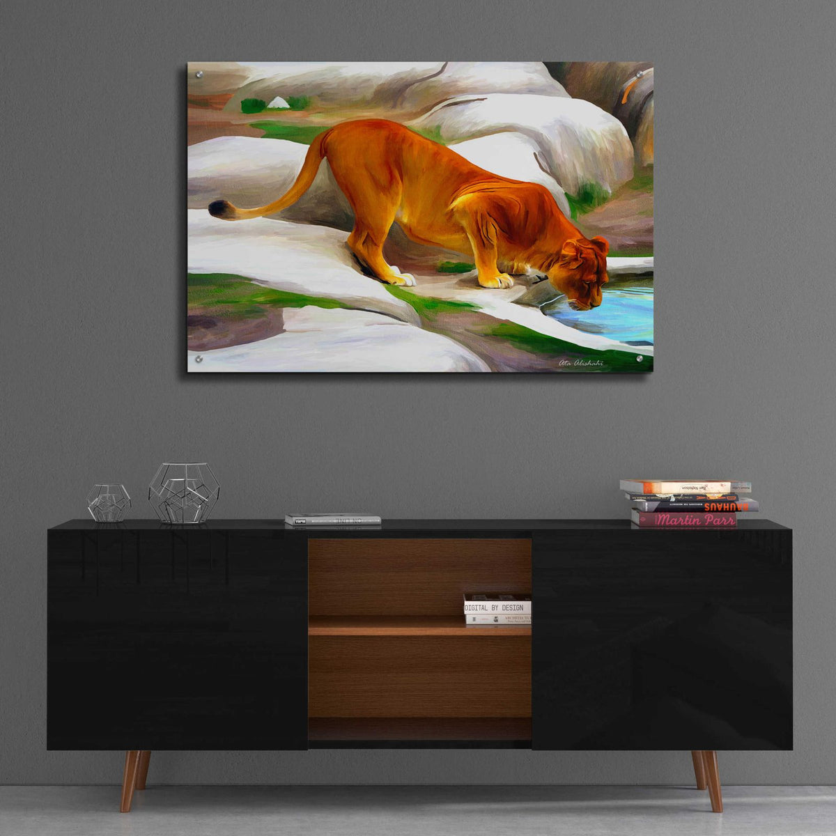 Lioness by Ata Alishahi - 36x24 acrylic wall art in a room